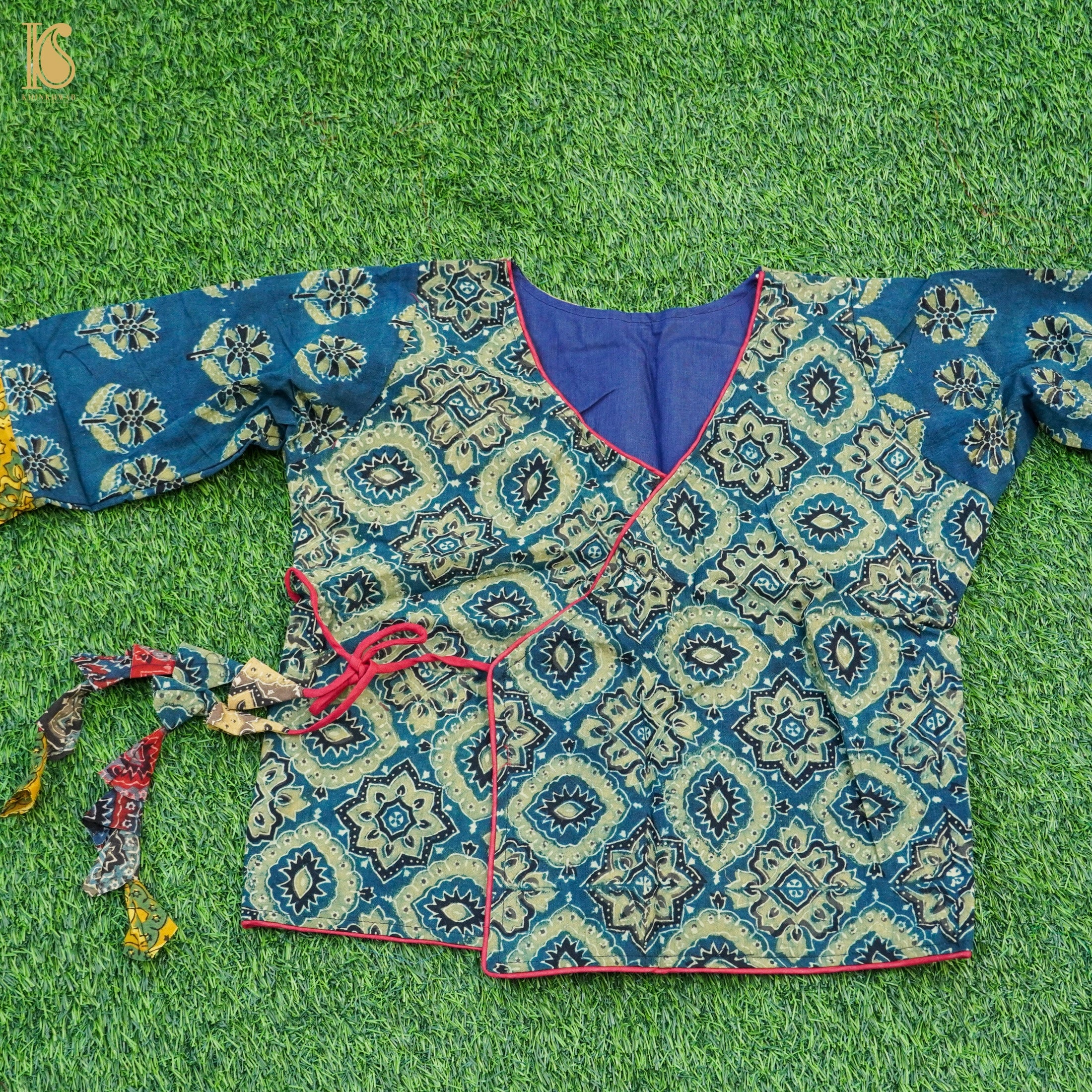 Blue Ajrakh Pure Cotton Stitched Blouse - Khinkhwab