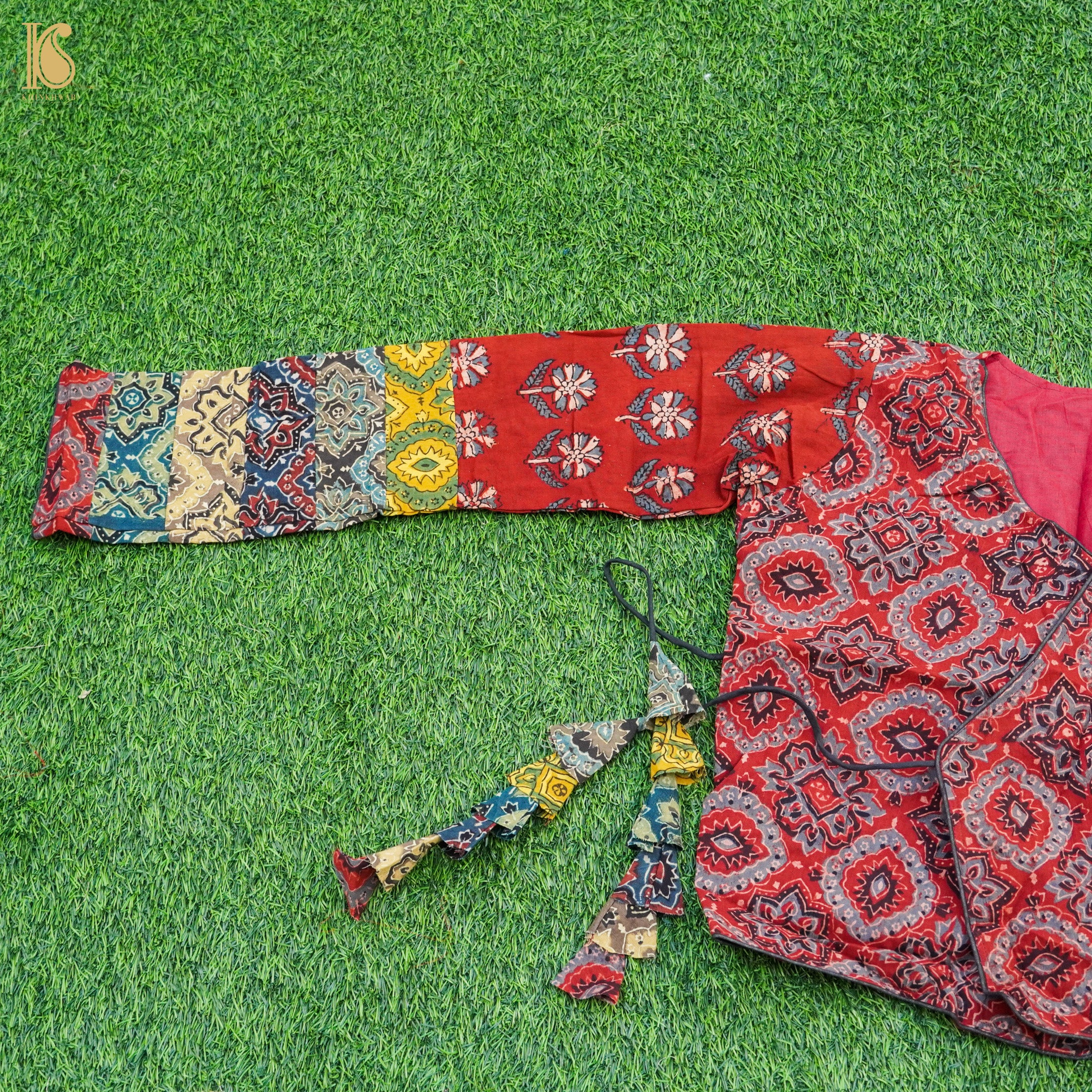 Red Ajrakh Pure Cotton Stitched Blouse - Khinkhwab