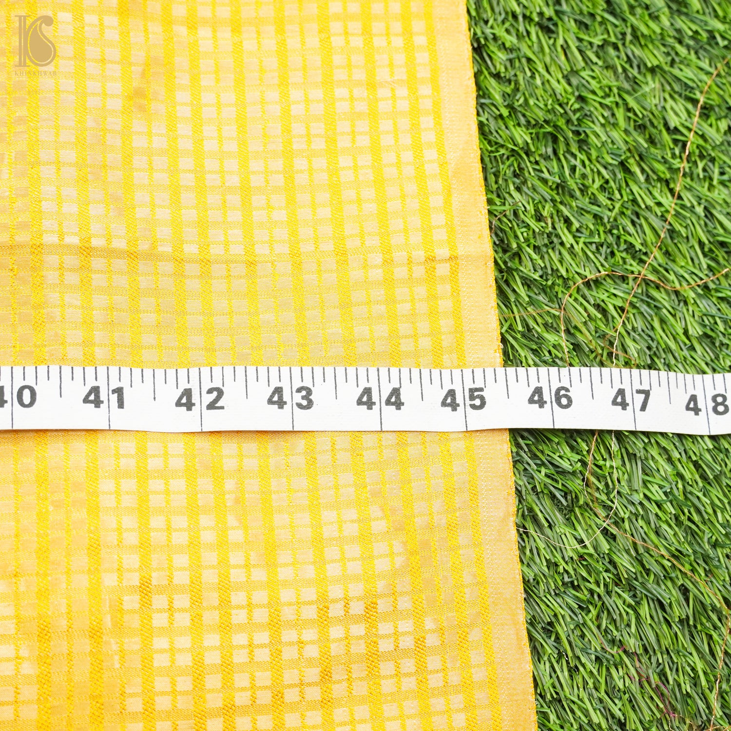 Moon Yellow Handwoven Pure Satin Silk Banarasi Fabric - Khinkhwab