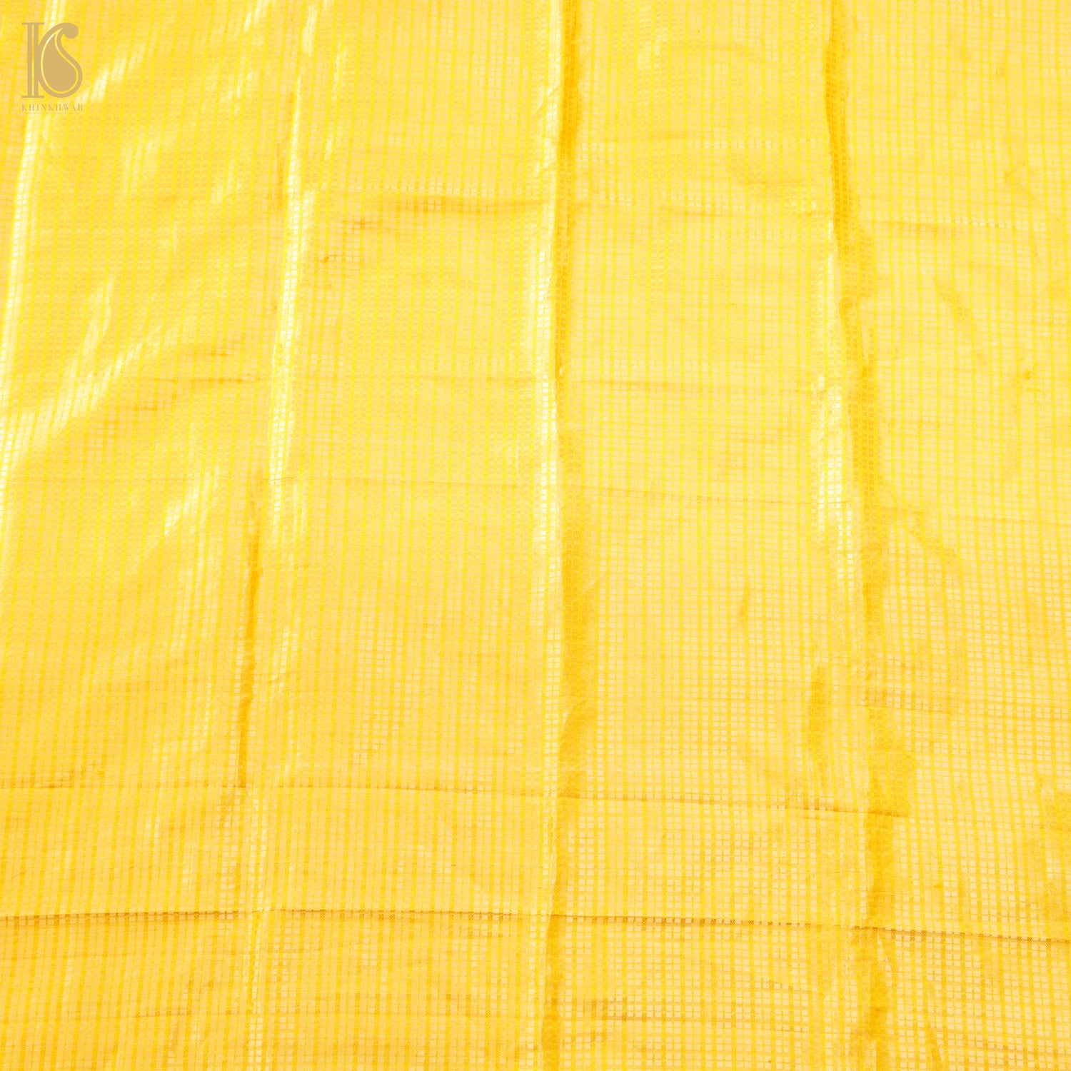 Moon Yellow Handwoven Pure Satin Silk Banarasi Fabric - Khinkhwab
