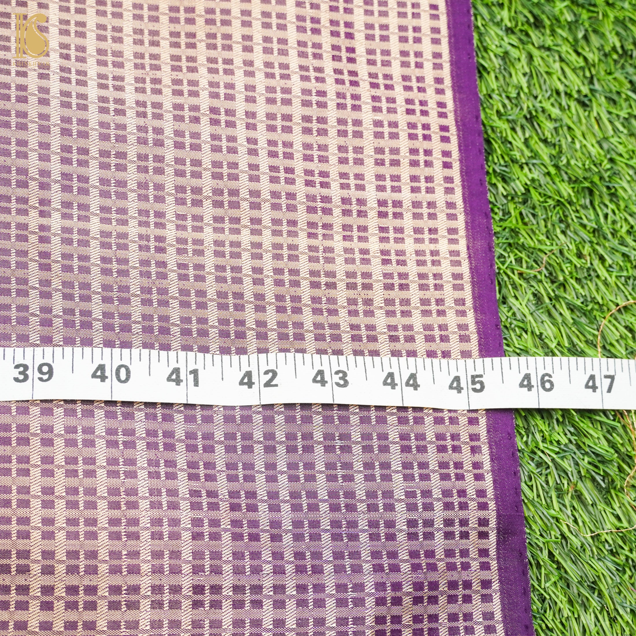 Vivid Violet Handwoven Pure Satin Silk Banarasi Fabric - Khinkhwab