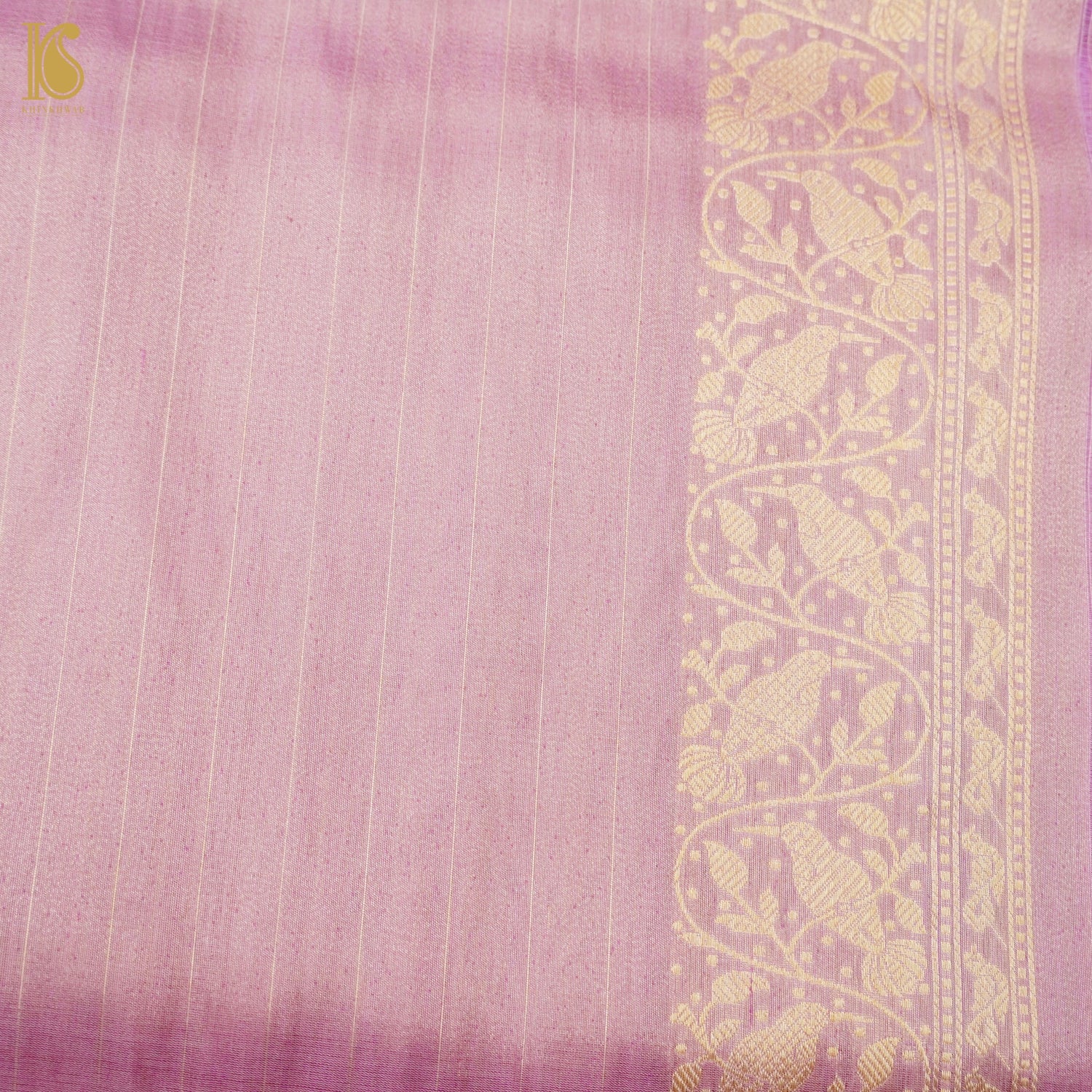 Kobi Pink Handloom Pure Tissue White Banarasi Bird Saree - Khinkhwab