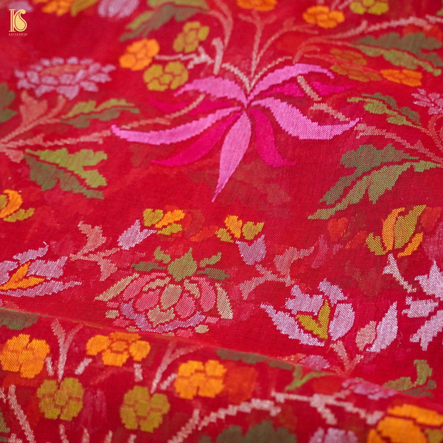 Pure Cotton Real Silver Zari Handloom Rakhtambari Banarasi Saree - Khinkhwab