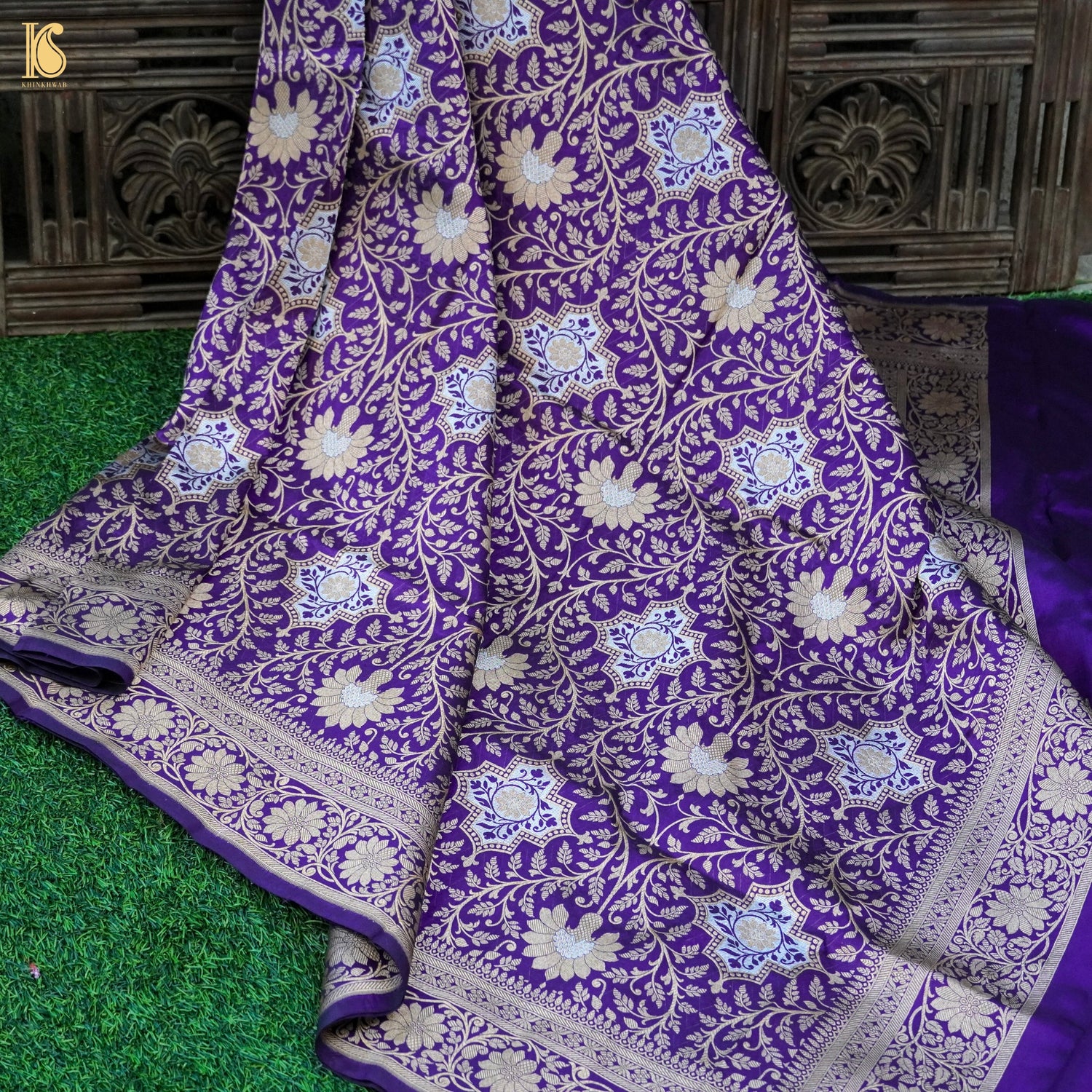 Purple Pure Katan Silk Handloom Banarasi Dupatta - Khinkhwab