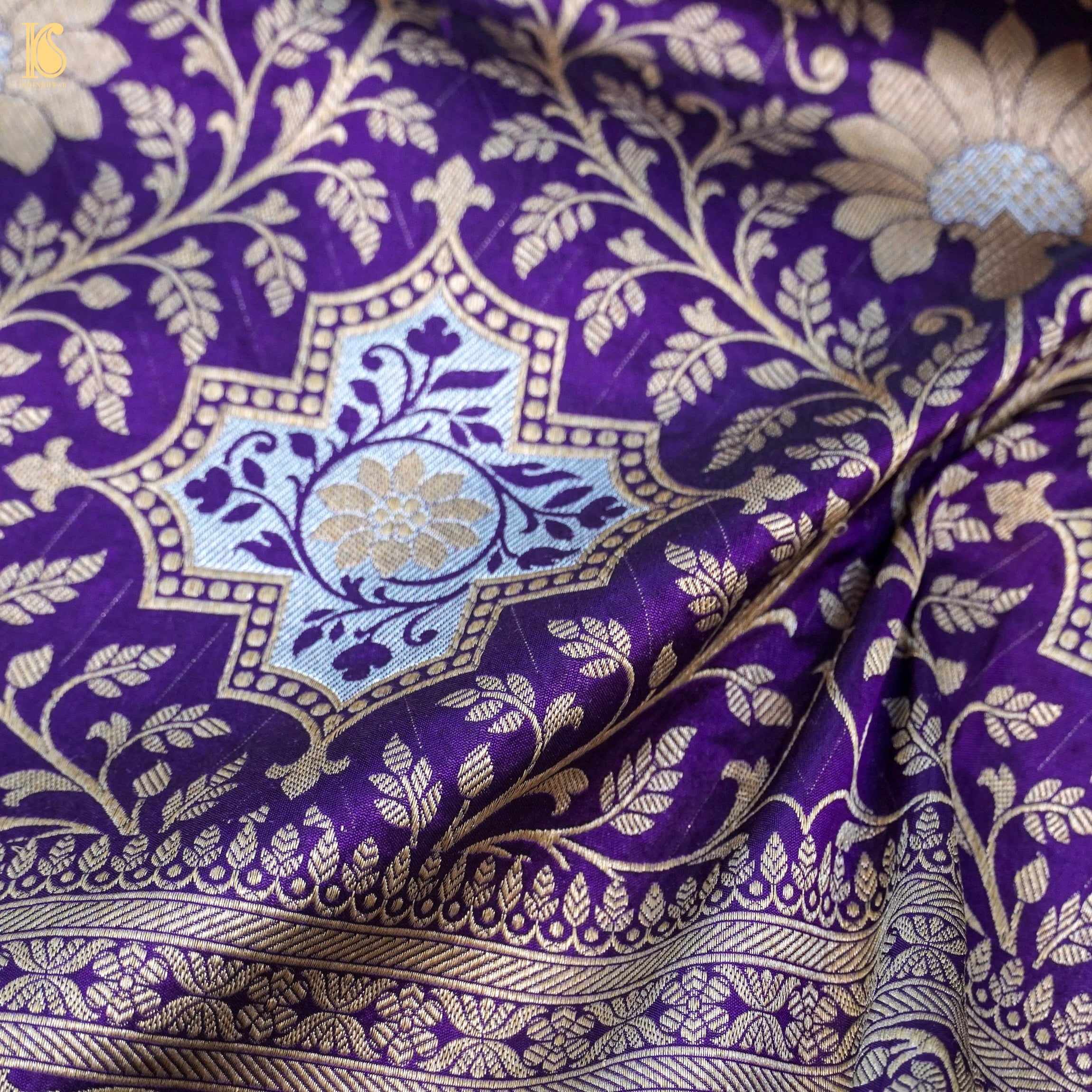 Purple Pure Katan Silk Handloom Banarasi Dupatta - Khinkhwab