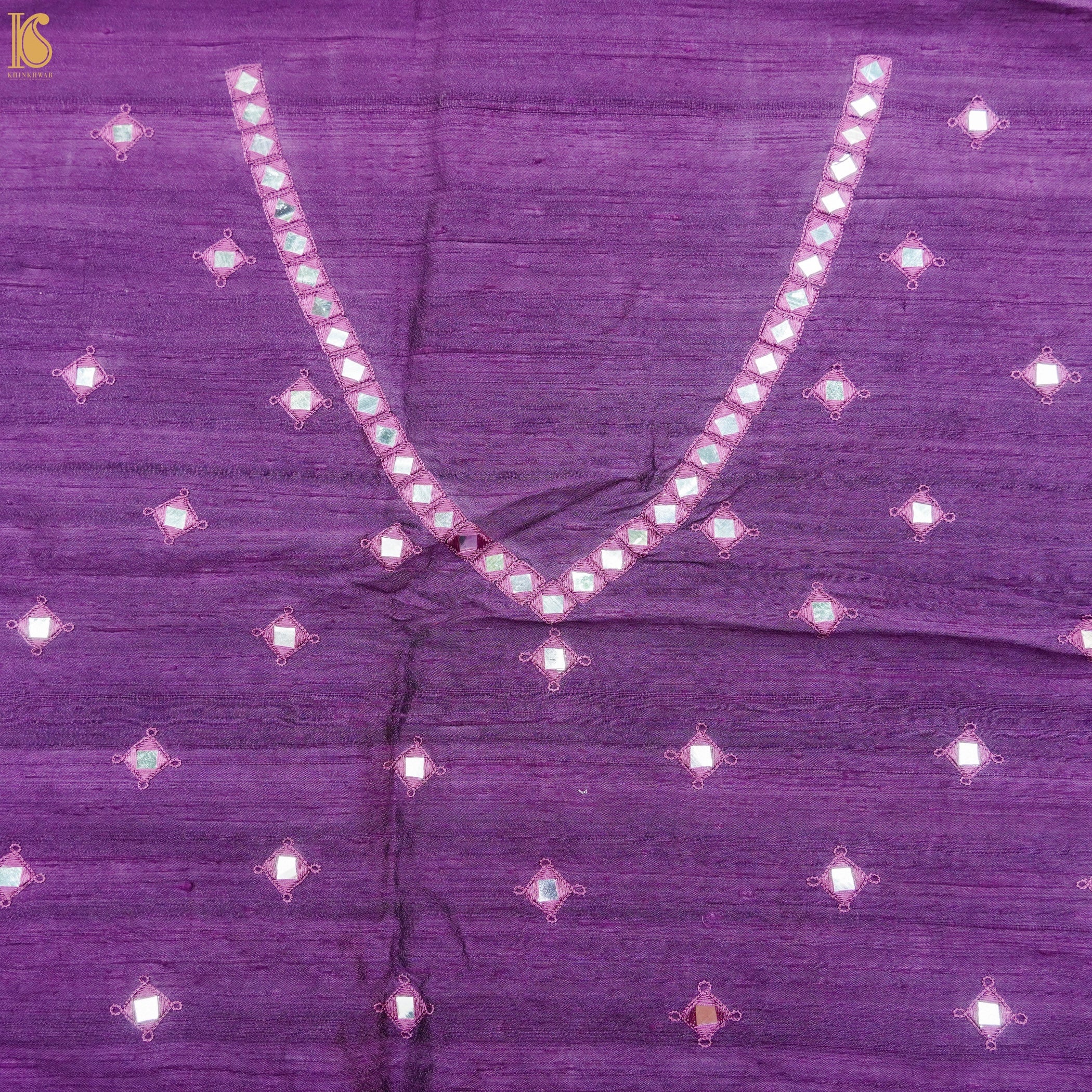 Handwoven Purple Pure Organza Resham Embroidery Saree - Khinkhwab