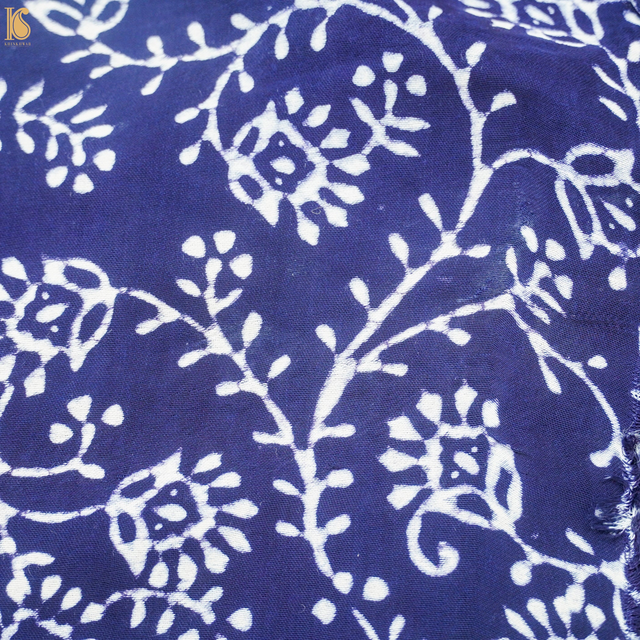 Midnight Blue Hand Block Ajrakh Modal Silk Gharchola Saree - Khinkhwab