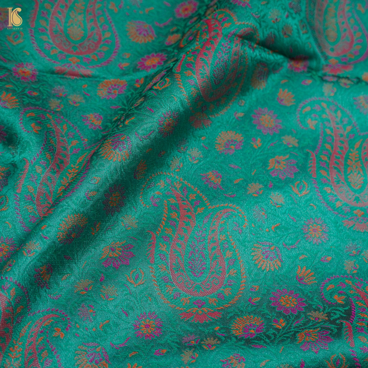 Green Pure Banarasi Silk Handwoven Tanchui Fabric - Khinkhwab