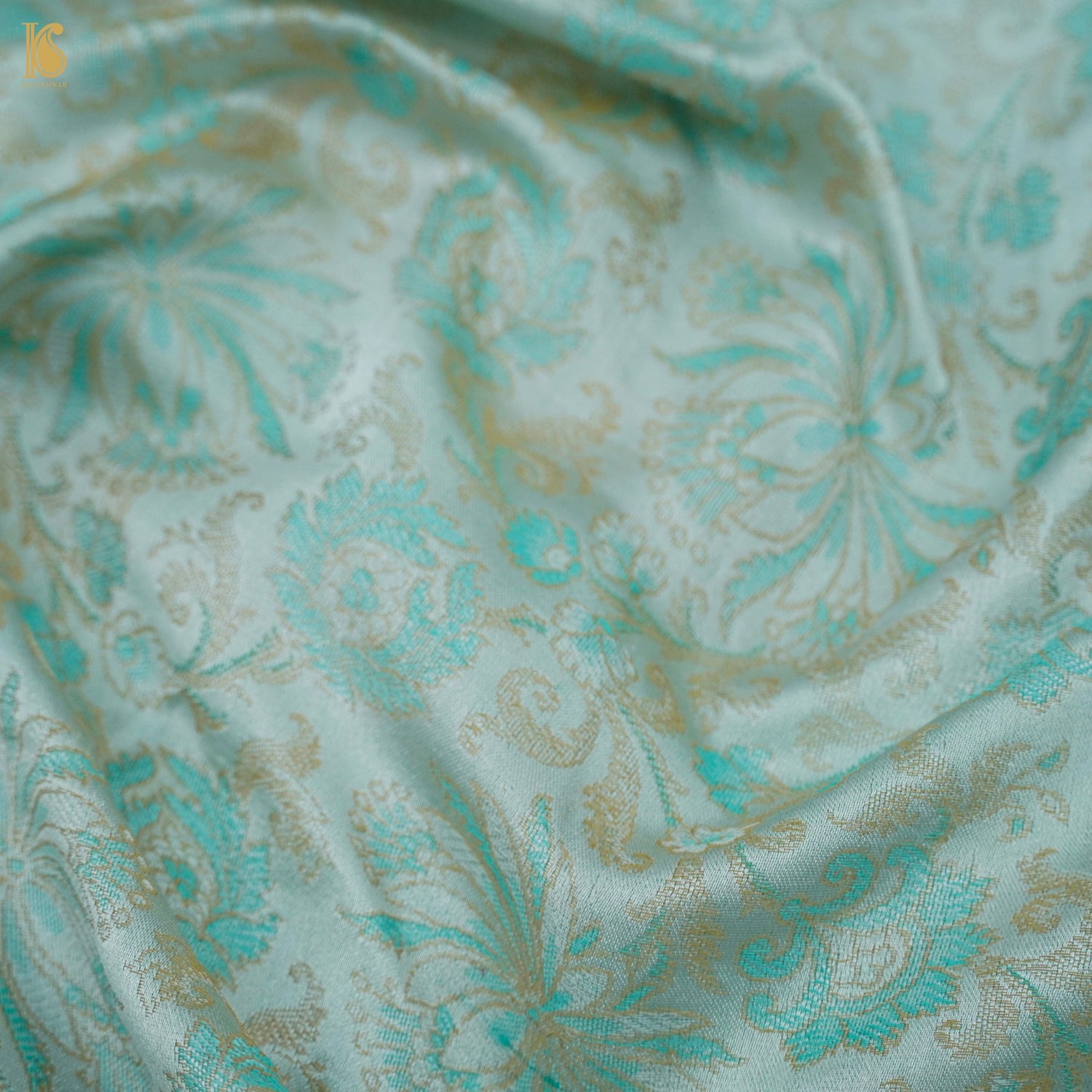 Green Pure Banarasi Silk Handwoven Tanchui Fabric - Khinkhwab