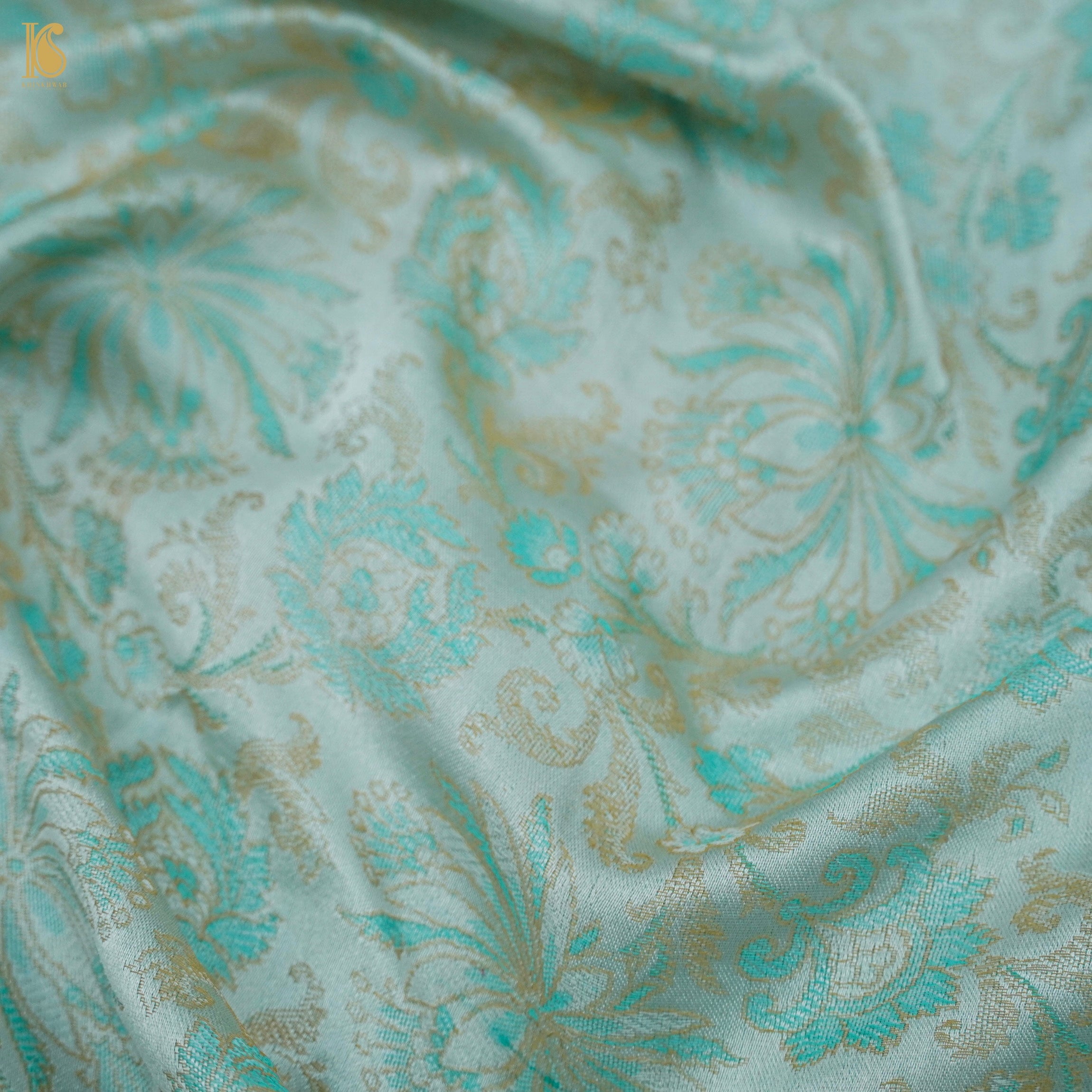 Green Pure Banarasi Silk Handwoven Tanchui Fabric - Khinkhwab