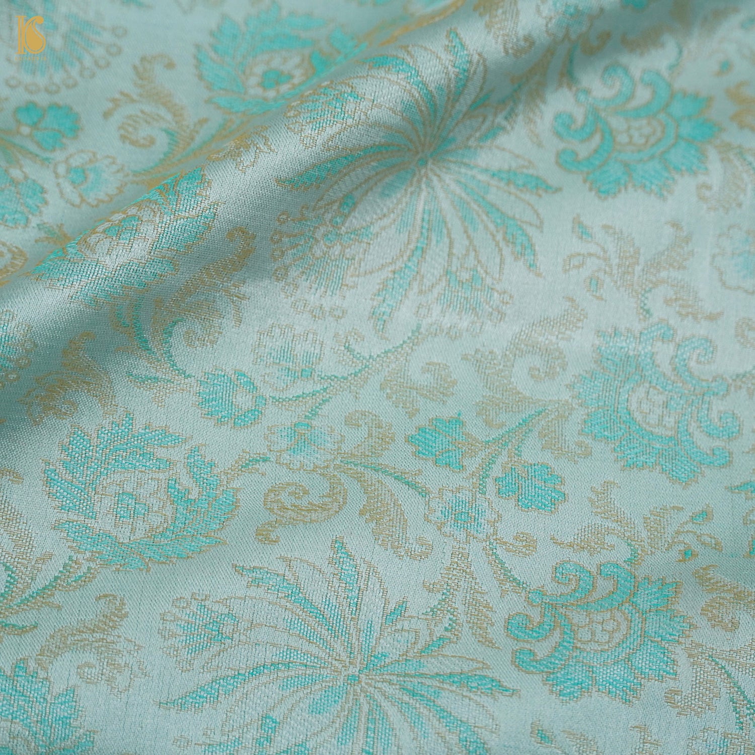 Green Pure Banarasi Silk Handwoven Tanchui Fabric - Khinkhwab