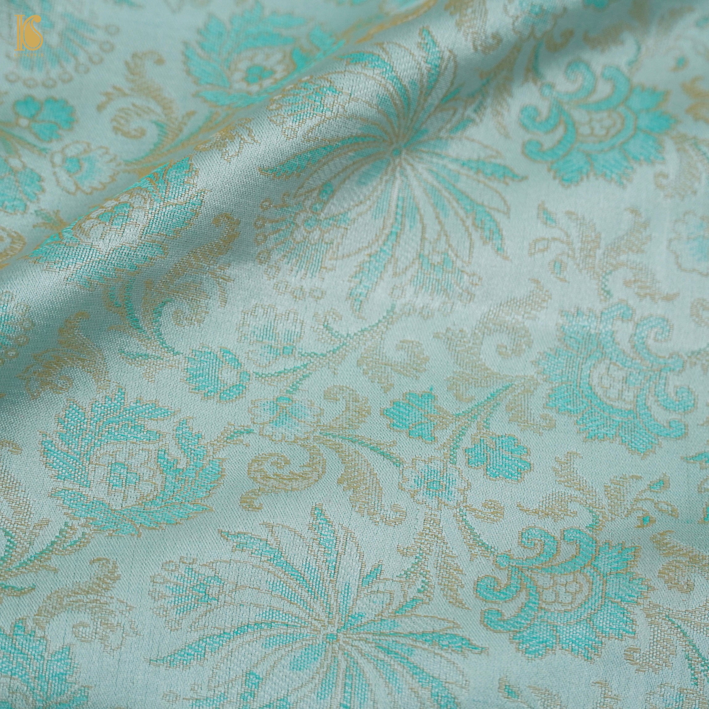 Green Pure Banarasi Silk Handwoven Tanchui Fabric - Khinkhwab