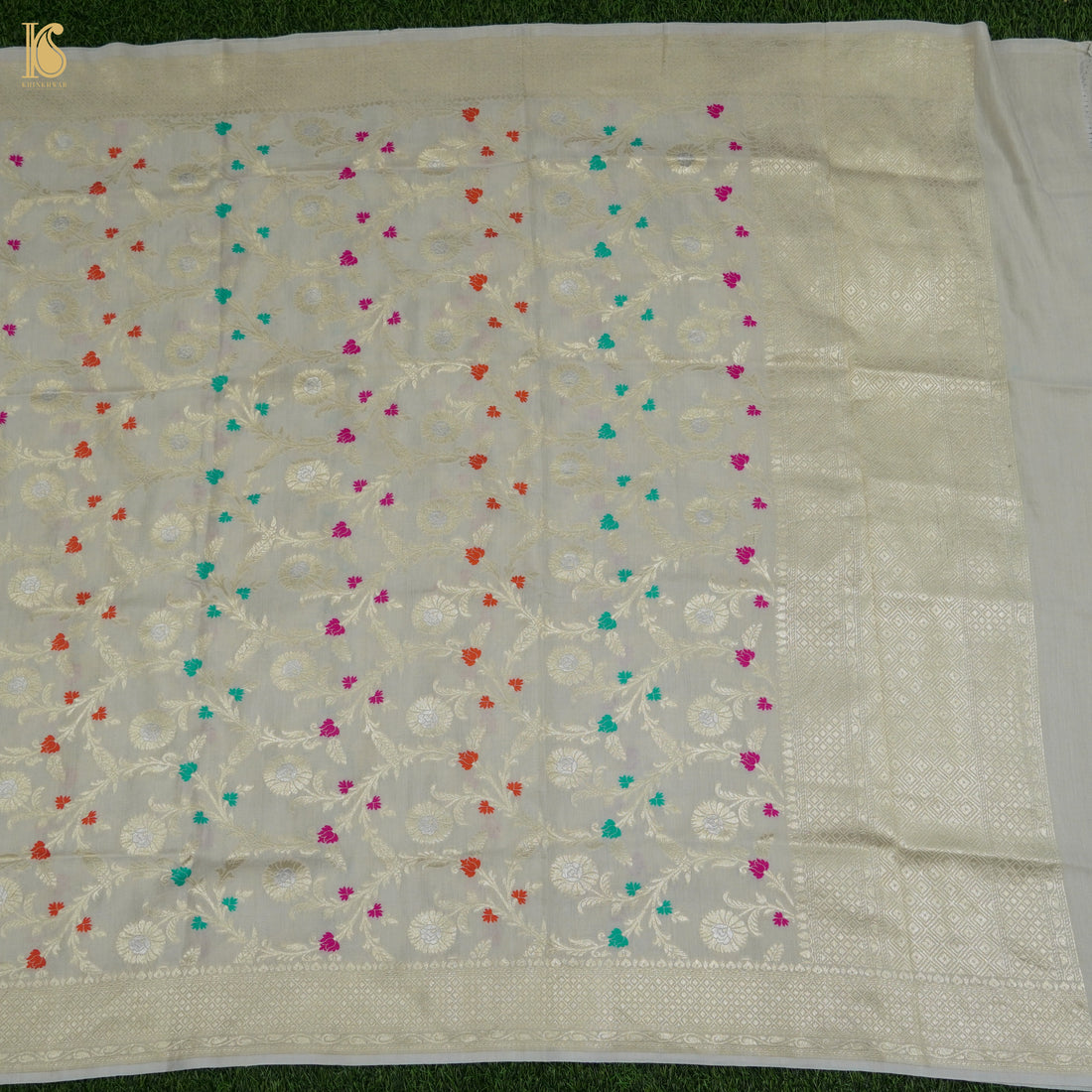 Beige Banarasi Moonga Silk Dyeable Meenakari Dupatta - Khinkhwab