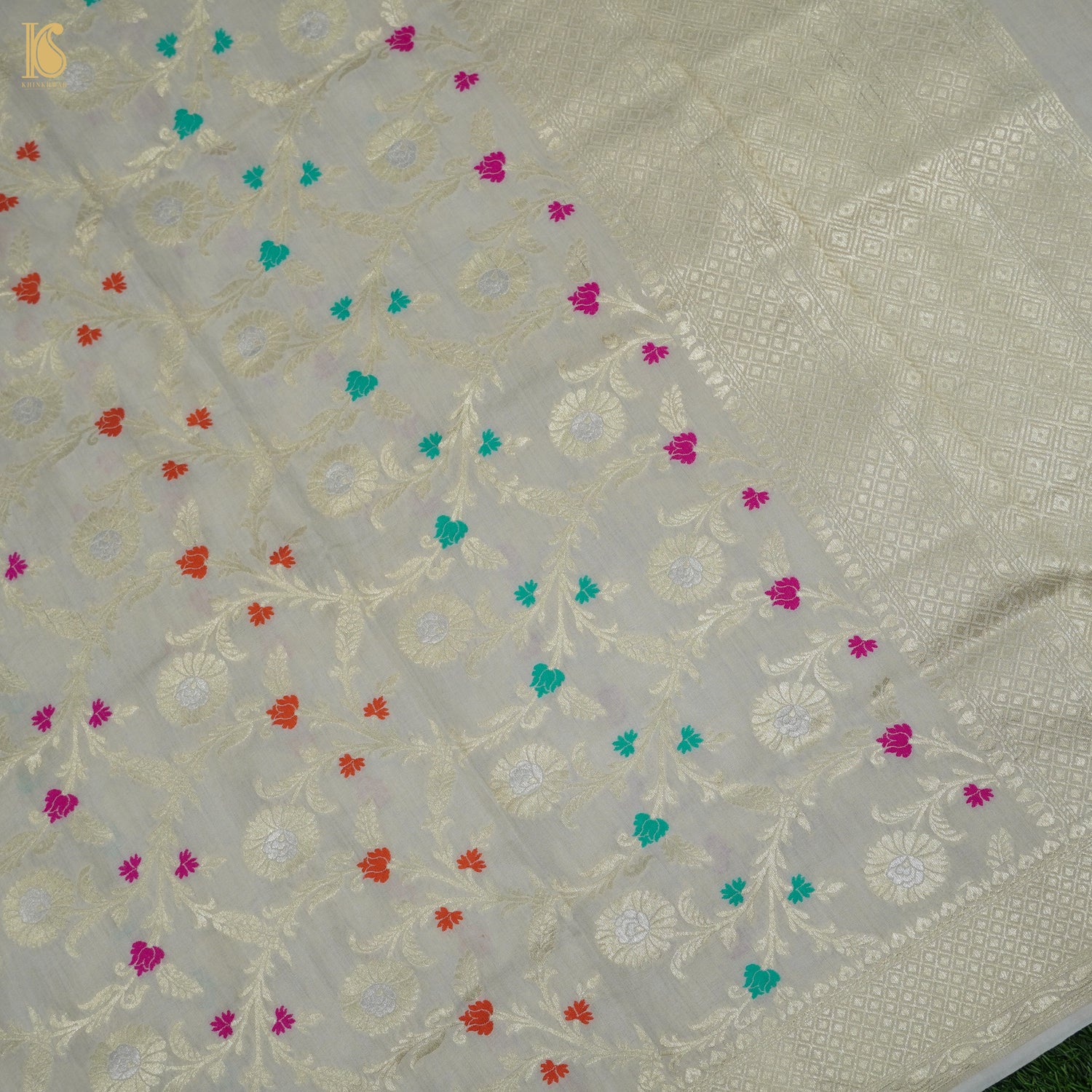 Beige Banarasi Moonga Silk Dyeable Meenakari Dupatta - Khinkhwab