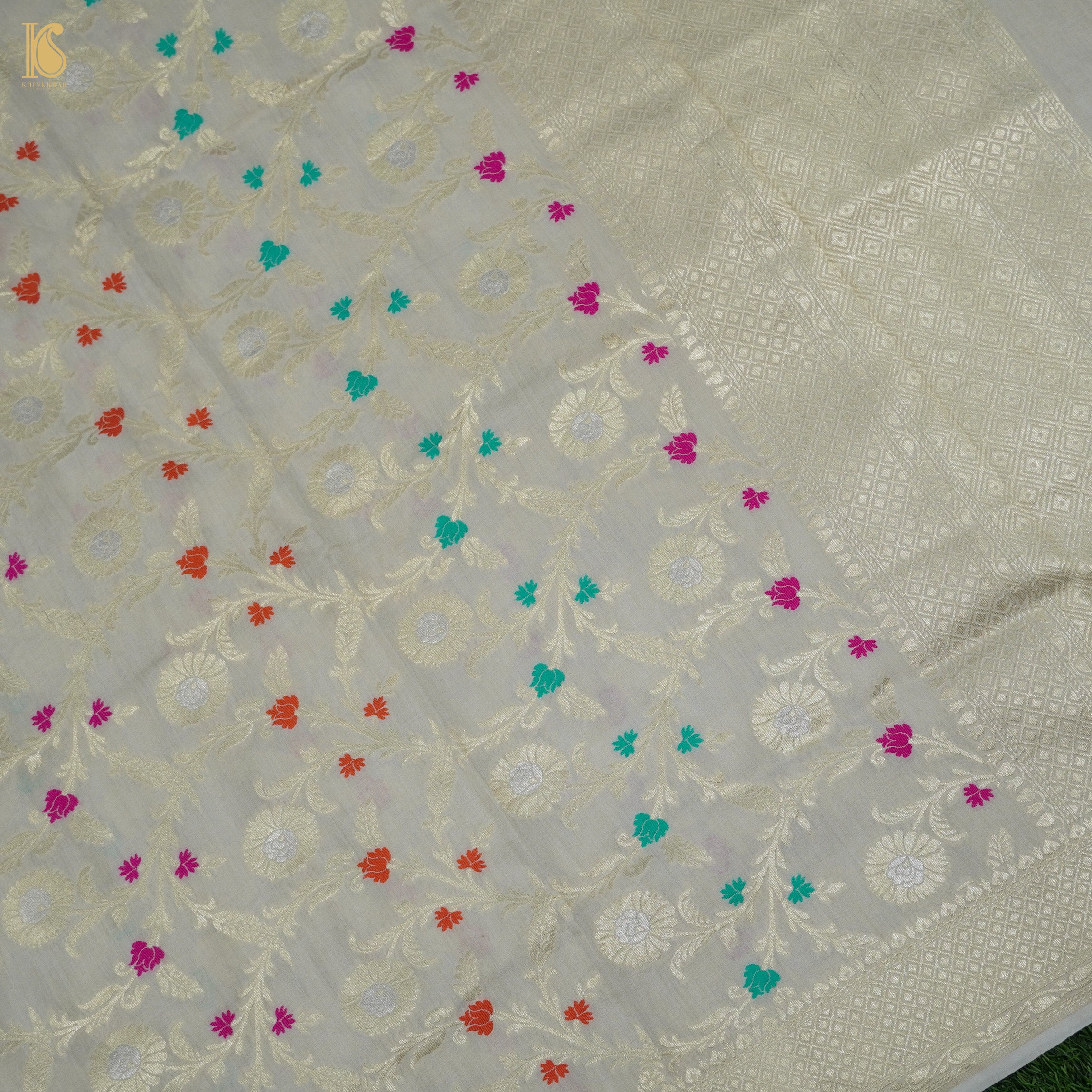 Beige Banarasi Moonga Silk Dyeable Meenakari Dupatta - Khinkhwab