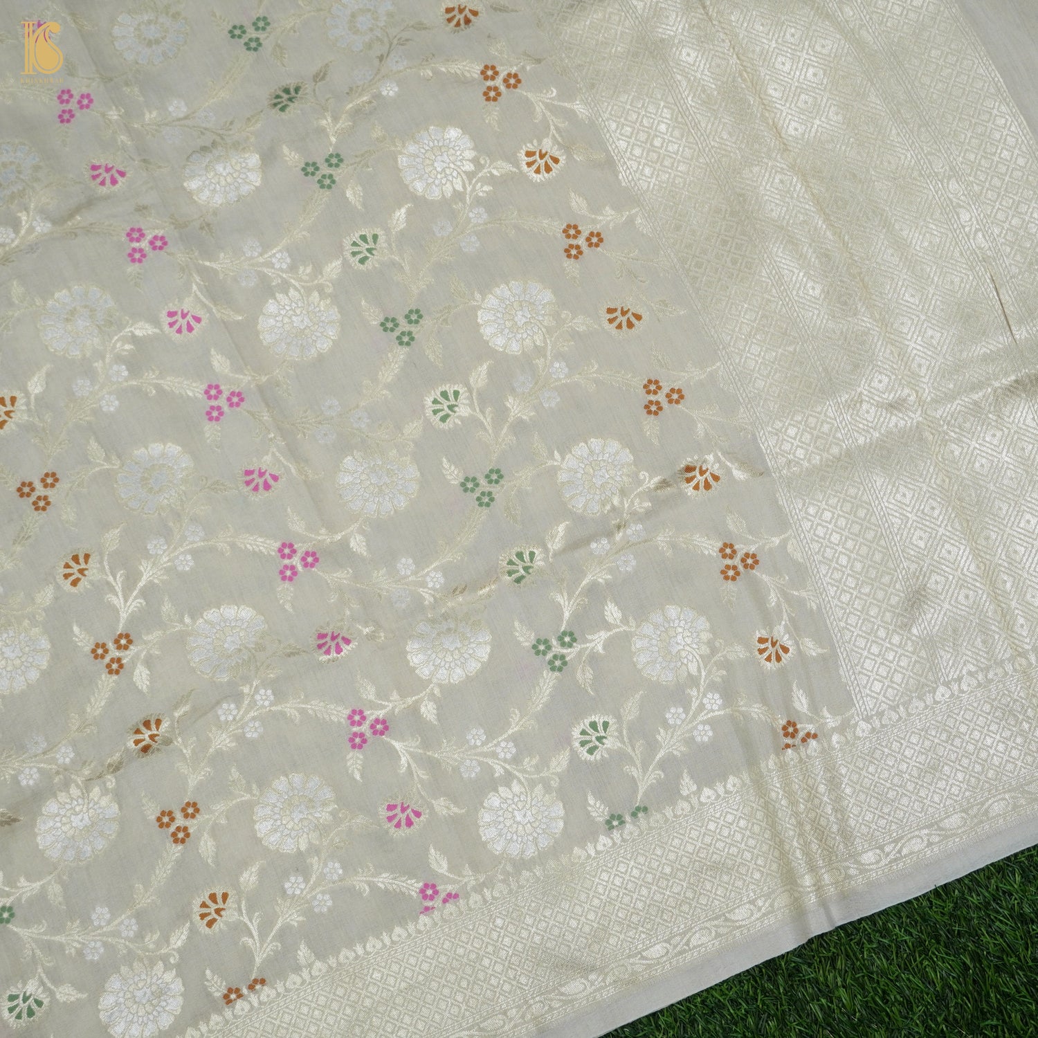 Beige Banarasi Moonga Silk Dyeable Meenakari Dupatta - Khinkhwab