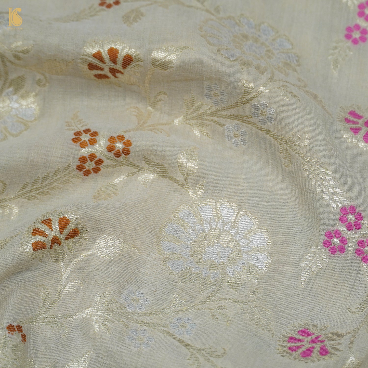 Beige Banarasi Moonga Silk Dyeable Meenakari Dupatta - Khinkhwab