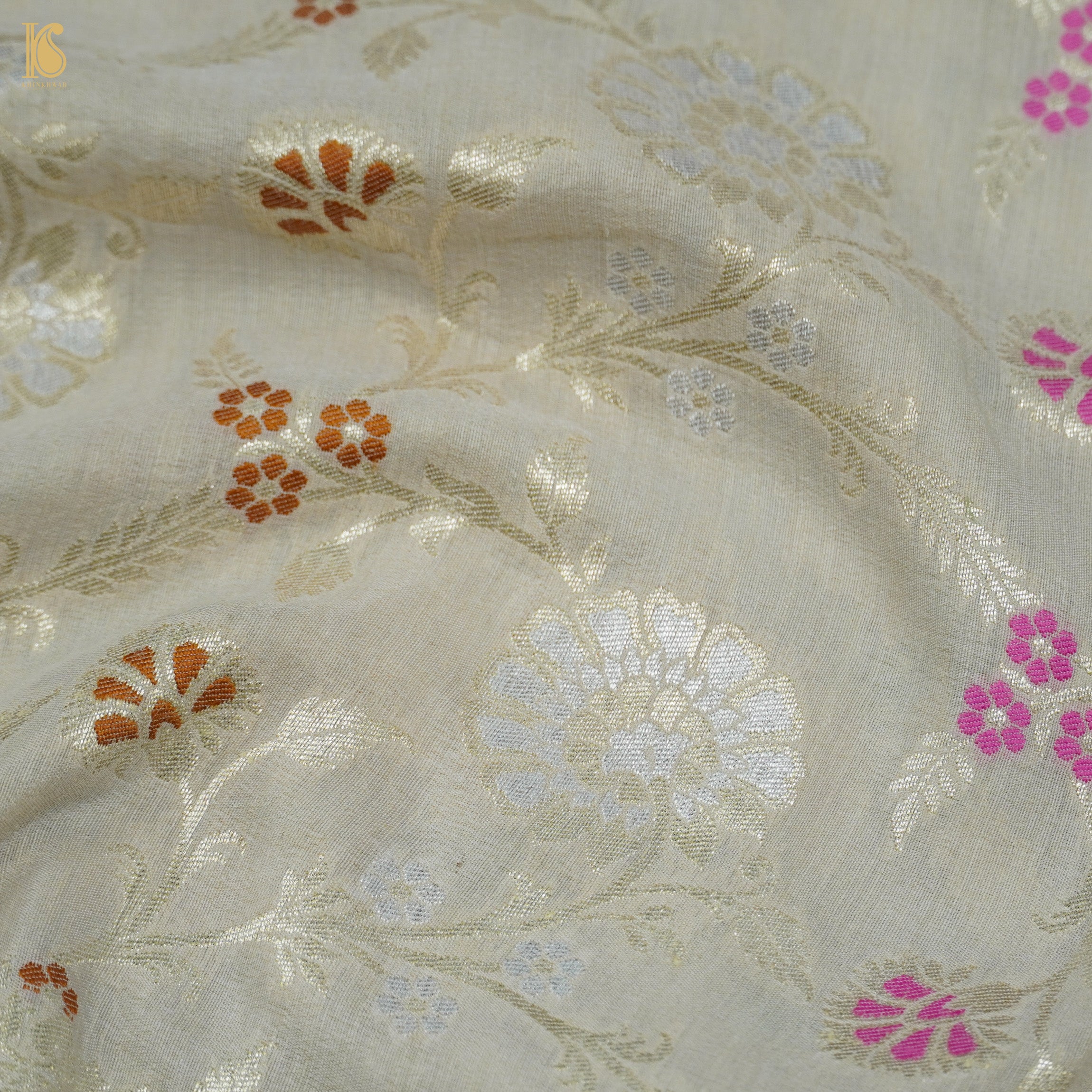 Beige Banarasi Moonga Silk Dyeable Meenakari Dupatta - Khinkhwab