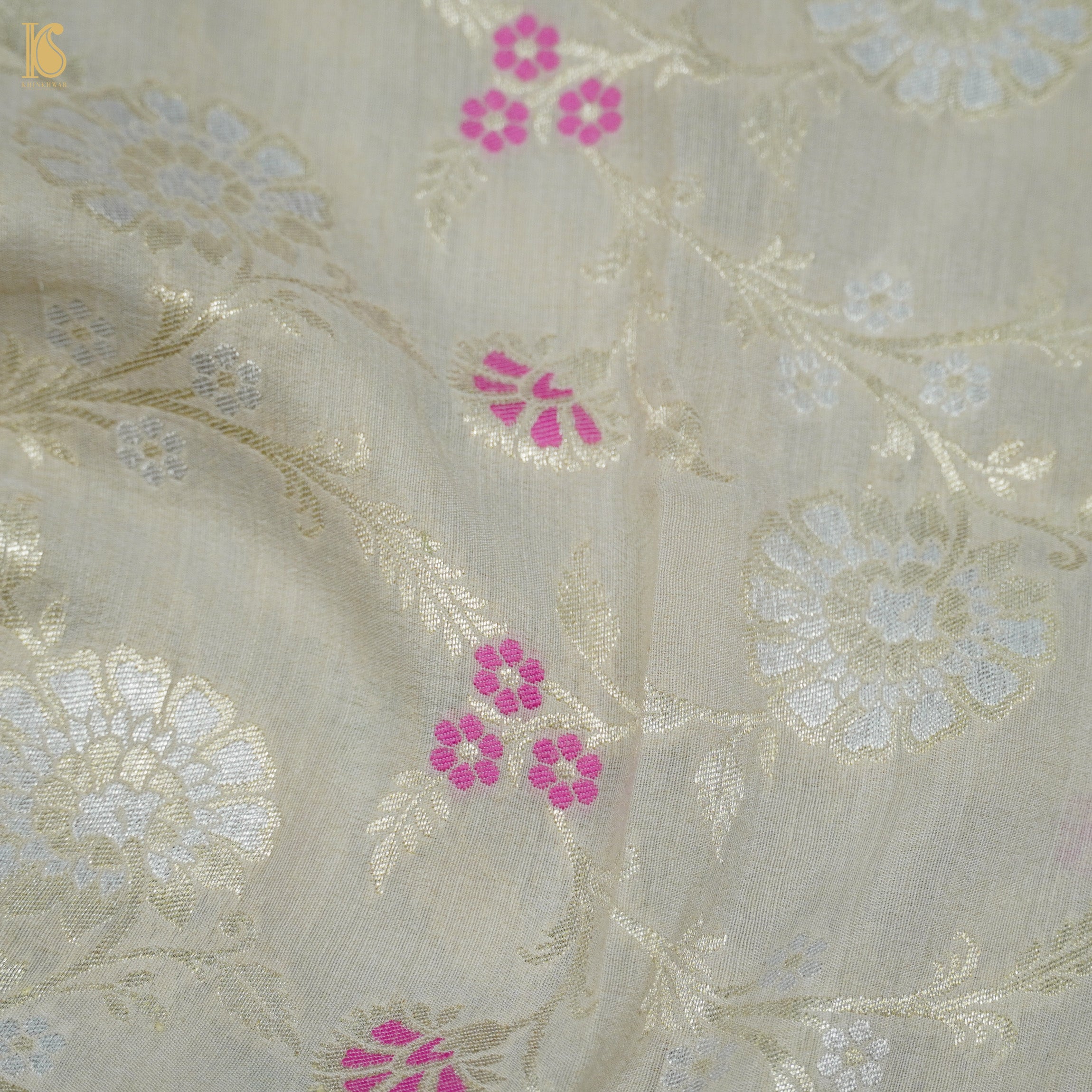 Beige Banarasi Moonga Silk Dyeable Meenakari Dupatta - Khinkhwab