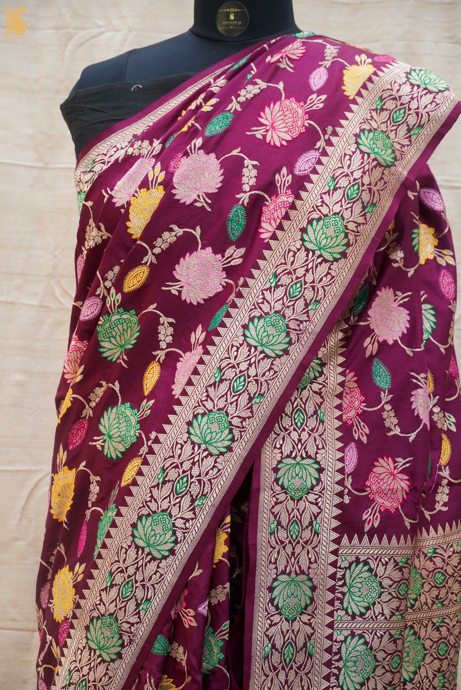 Flirt Purple Pure Katan Silk Handwoven Banarasi Kadwa Tilfi Jangla Saree - Khinkhwab
