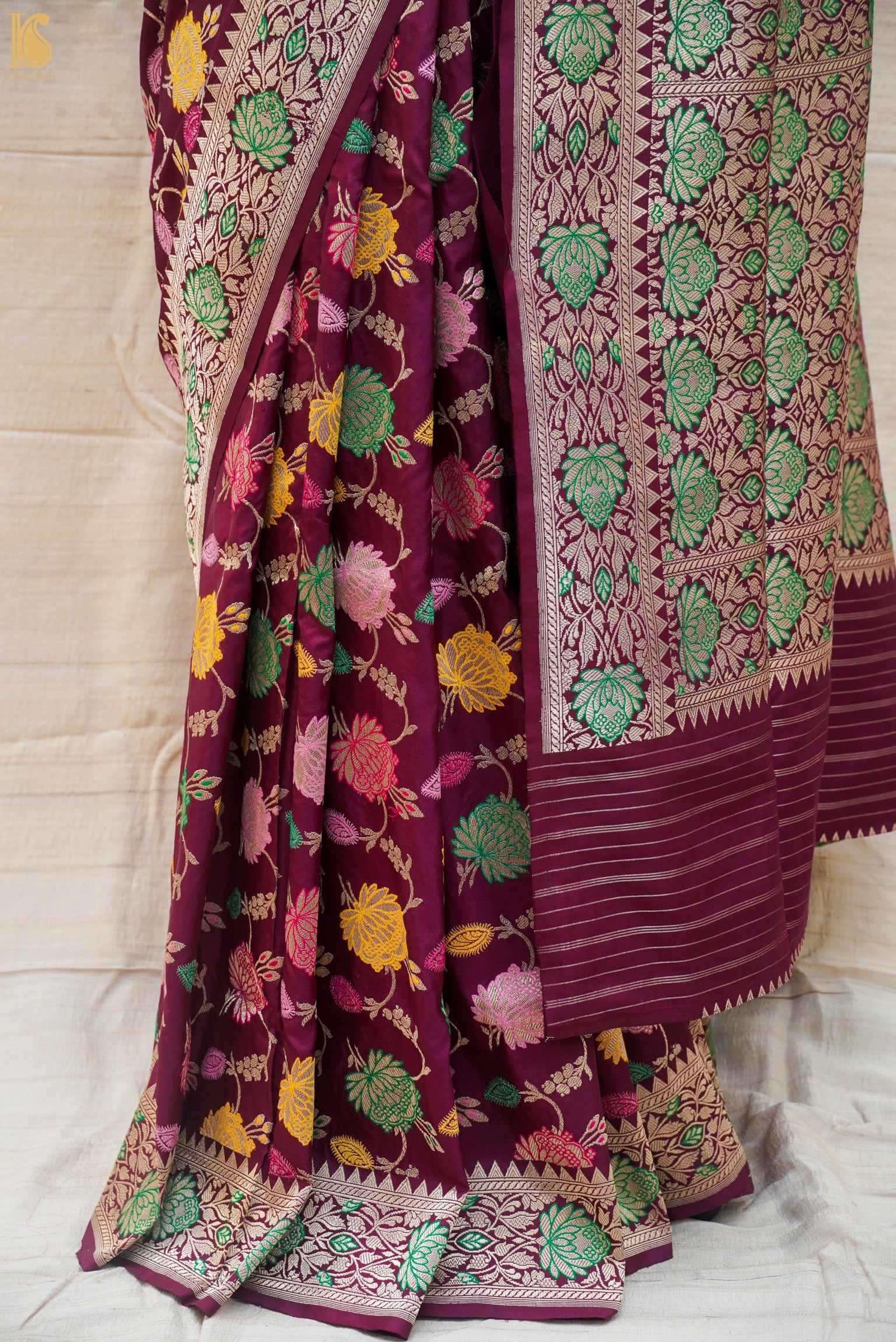 Flirt Purple Pure Katan Silk Handwoven Banarasi Kadwa Tilfi Jangla Saree - Khinkhwab