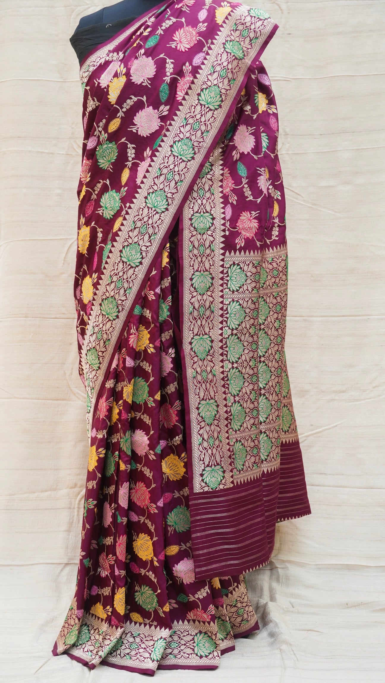 Flirt Purple Pure Katan Silk Handwoven Banarasi Kadwa Tilfi Jangla Saree - Khinkhwab