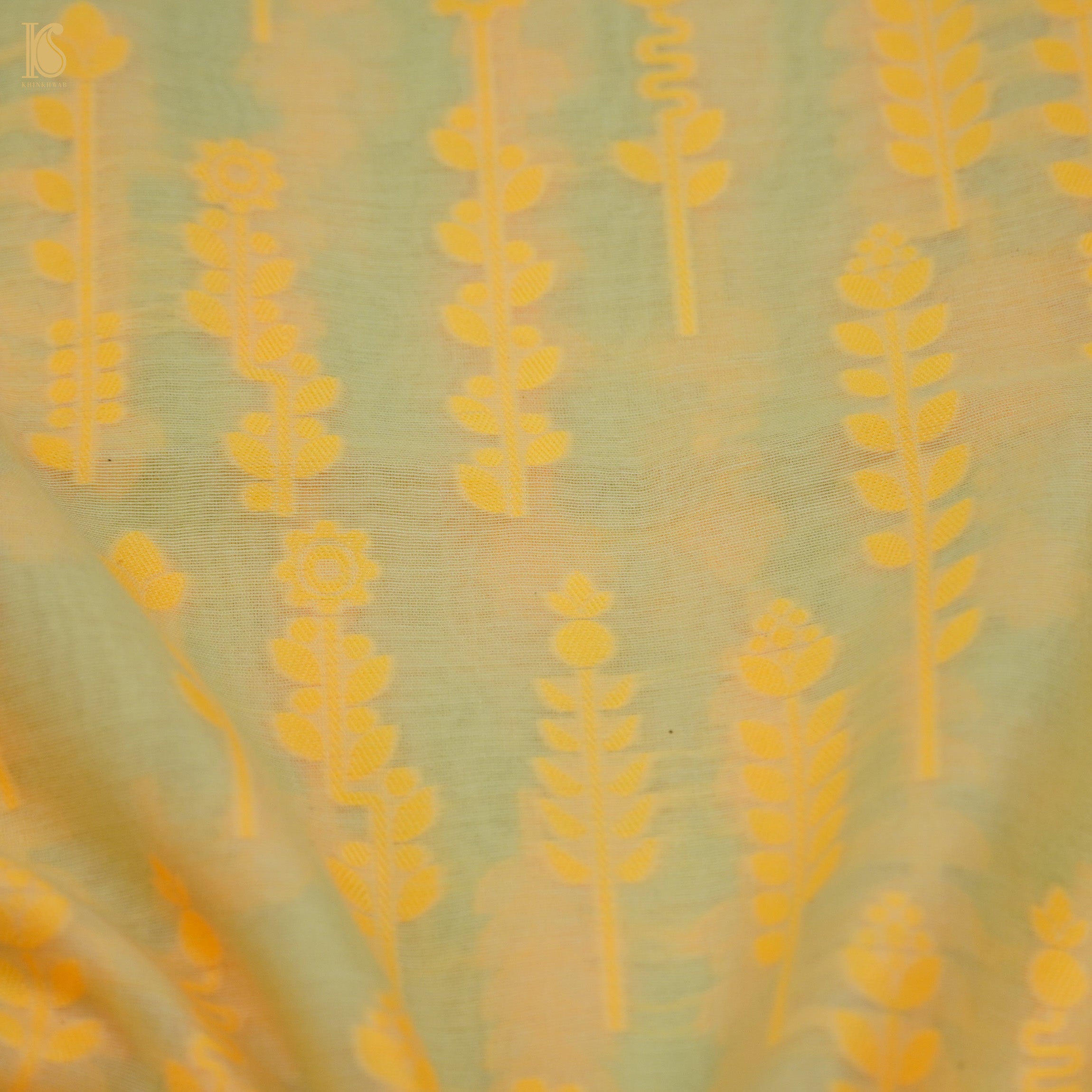 Yellow Pure Cotton Silk Banarasi Suit Set - Khinkhwab