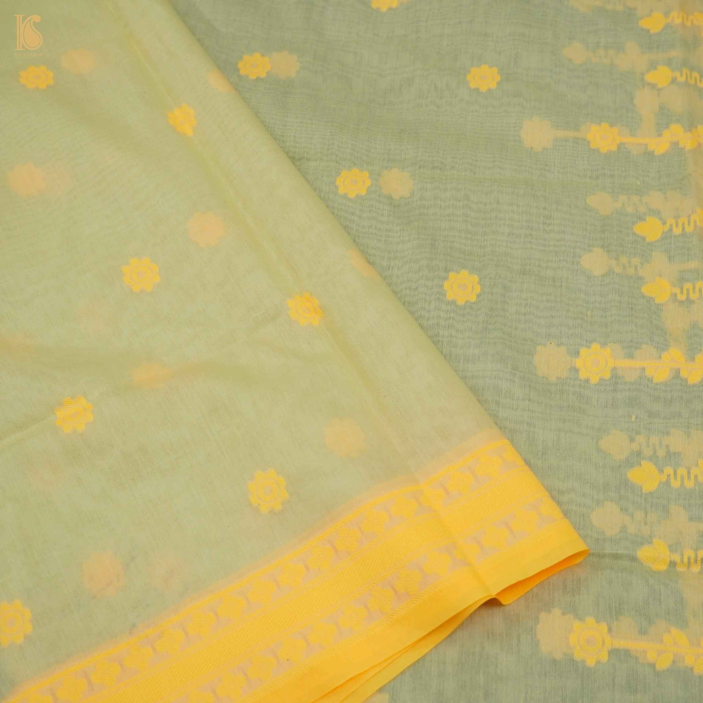 Yellow Pure Cotton Silk Banarasi Suit Set - Khinkhwab