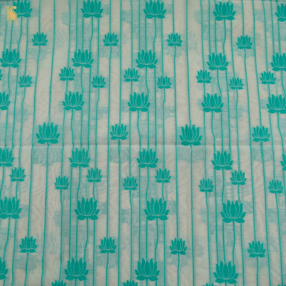 White & Green Pure Cotton Silk Banarasi Suit Set - Khinkhwab