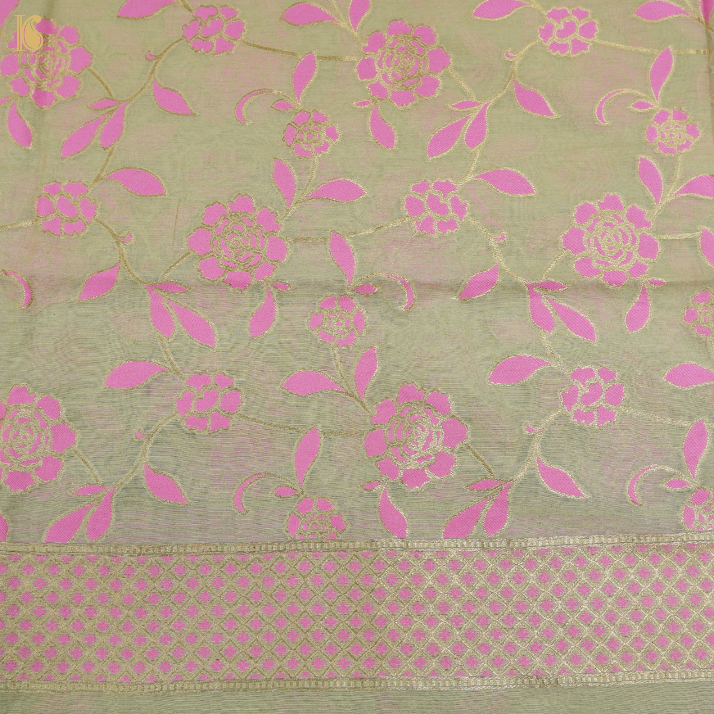 Beige & Pink Pure Cotton Silk Banarasi Suit Set - Khinkhwab