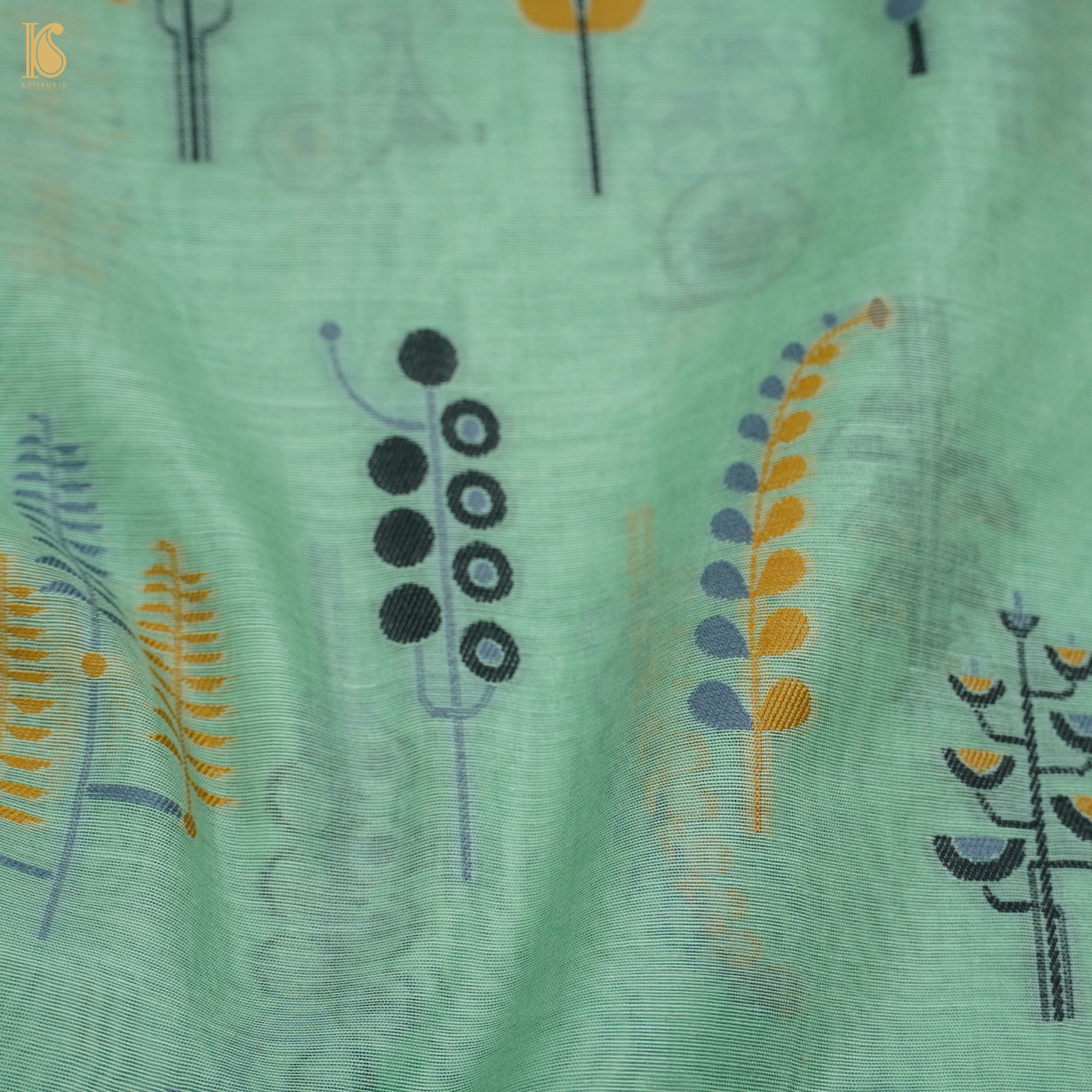 Mint Green Pure Cotton Silk Banarasi Suit Set - Khinkhwab