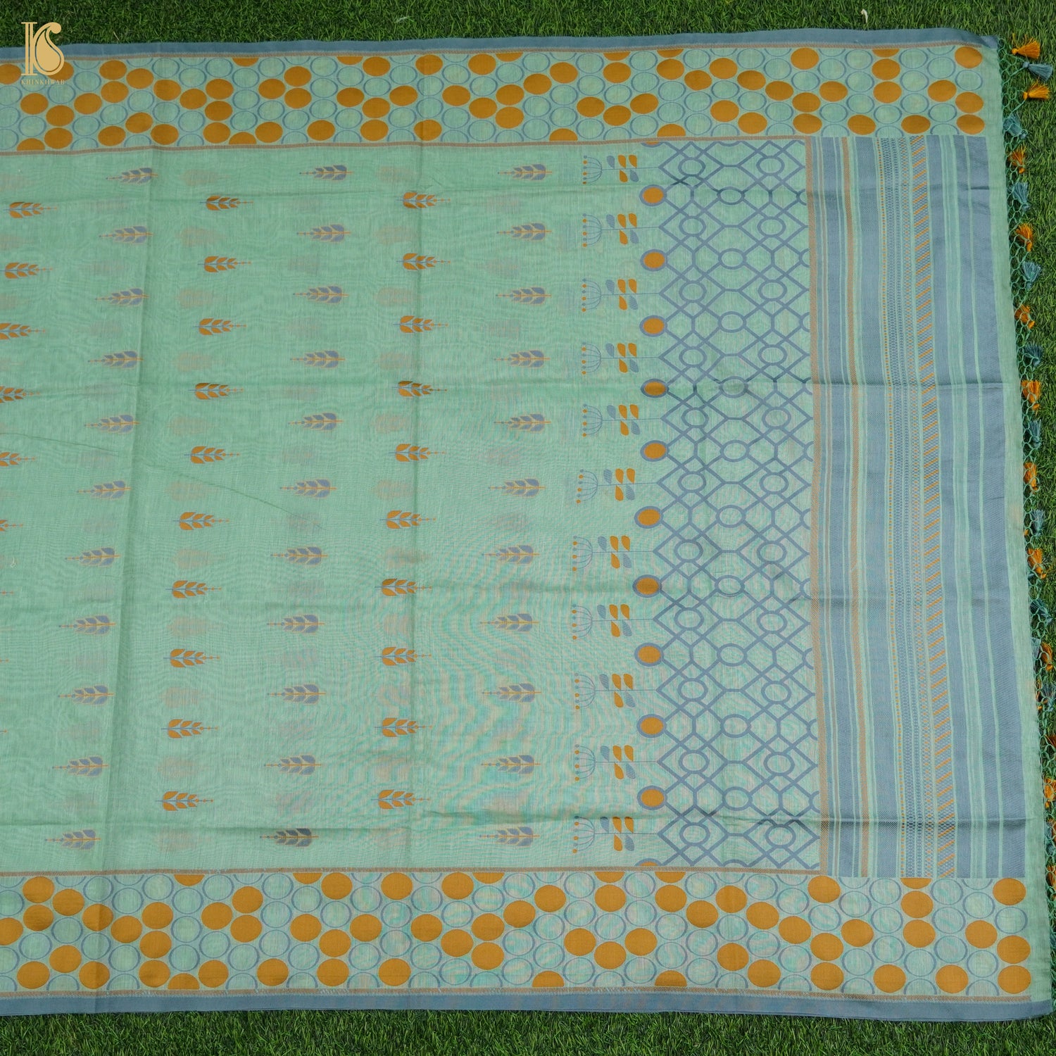 Mint Green Pure Cotton Silk Banarasi Suit Set - Khinkhwab