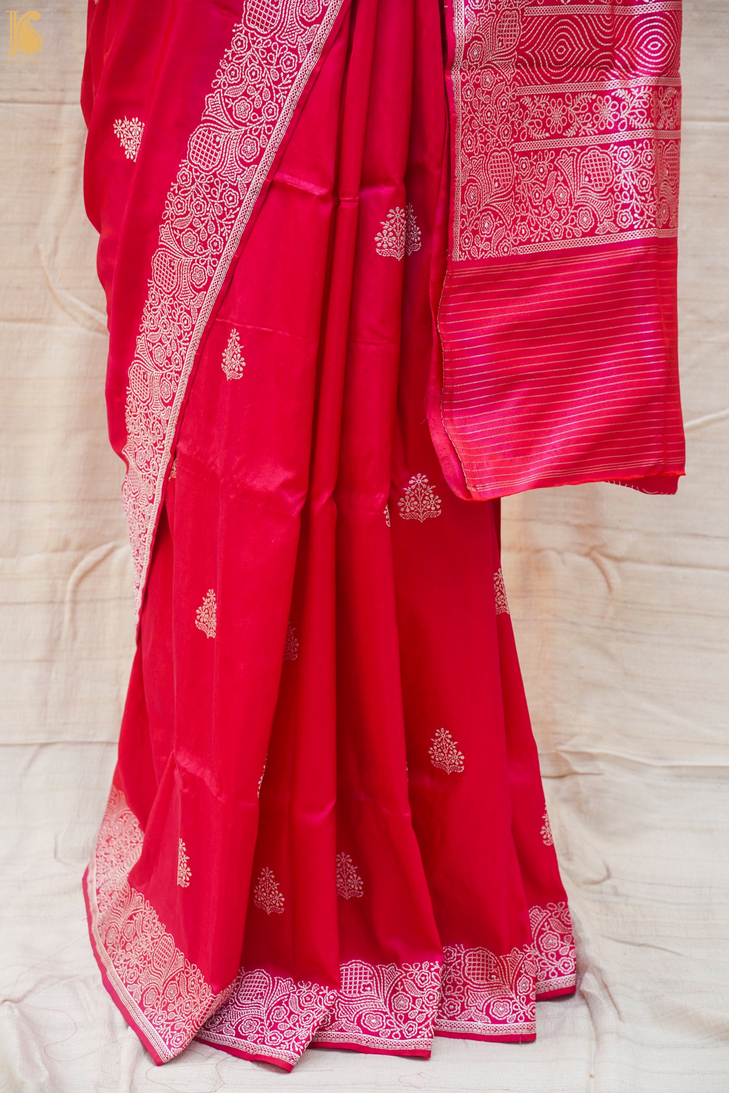 Razzmatazz Pink Pure Katan Silk Handloom Banarasi Saree - Khinkhwab