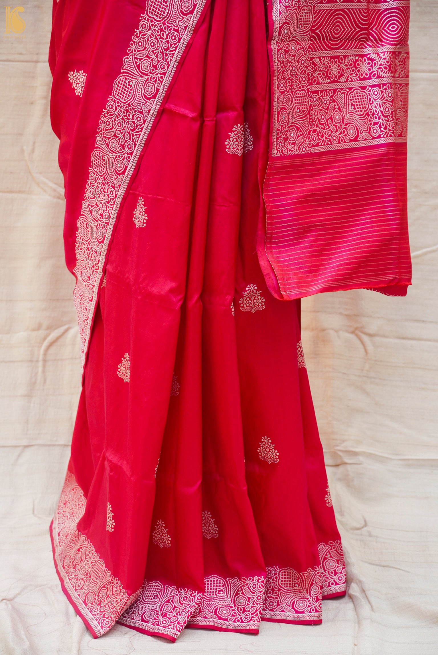 Razzmatazz Pink Pure Katan Silk Handloom Banarasi Saree - Khinkhwab
