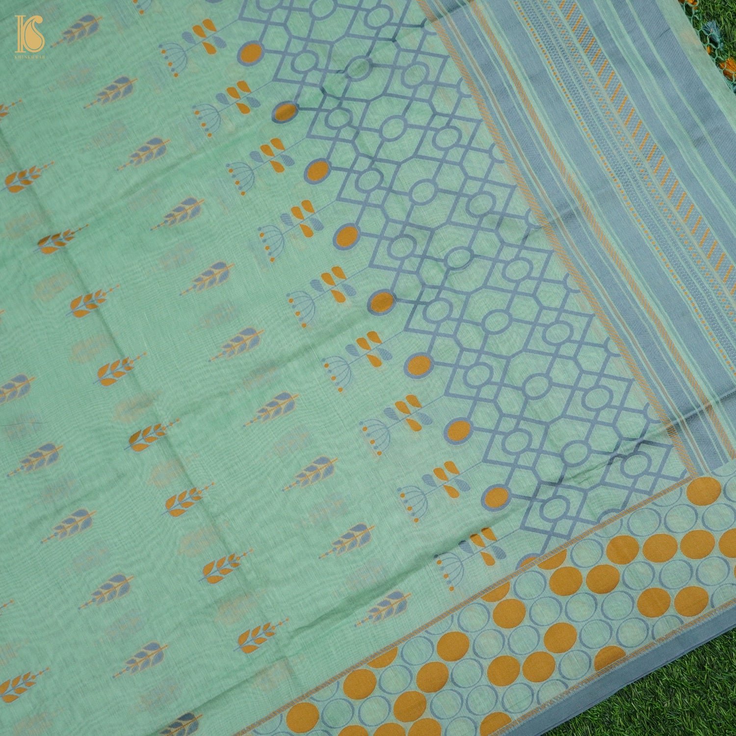 Mint Green Pure Cotton Silk Banarasi Suit Set - Khinkhwab