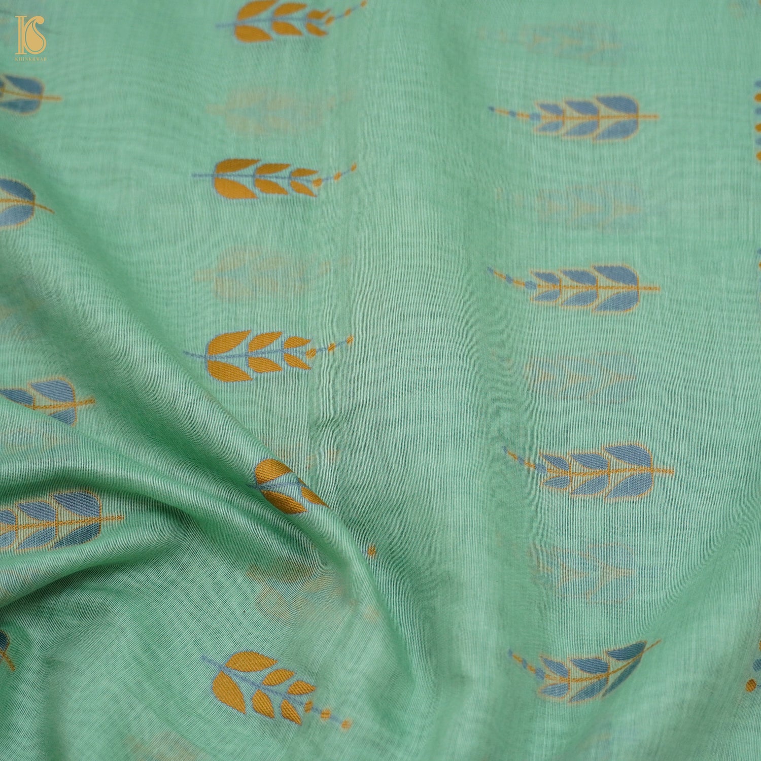 Mint Green Pure Cotton Silk Banarasi Suit Set - Khinkhwab