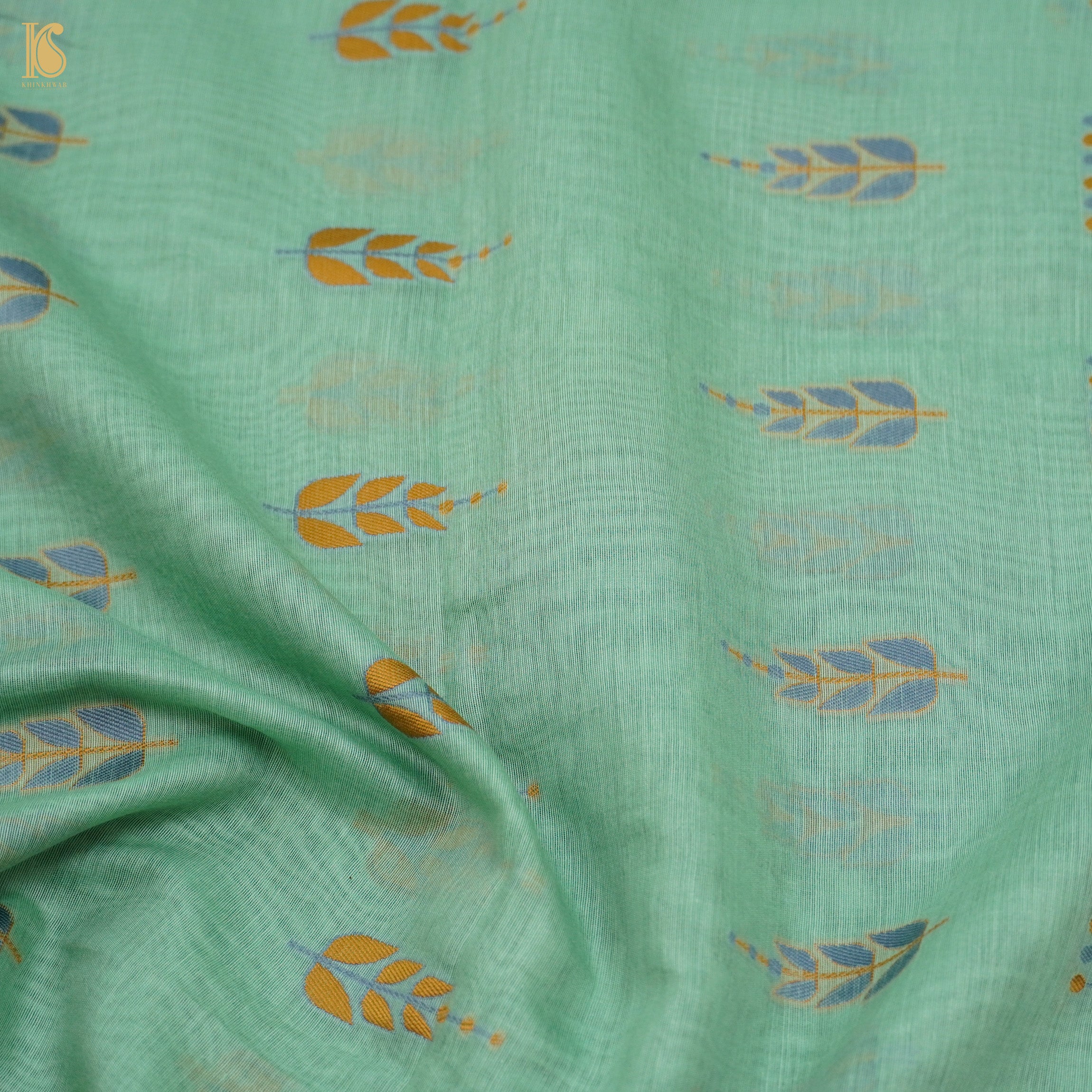 Mint Green Pure Cotton Silk Banarasi Suit Set - Khinkhwab
