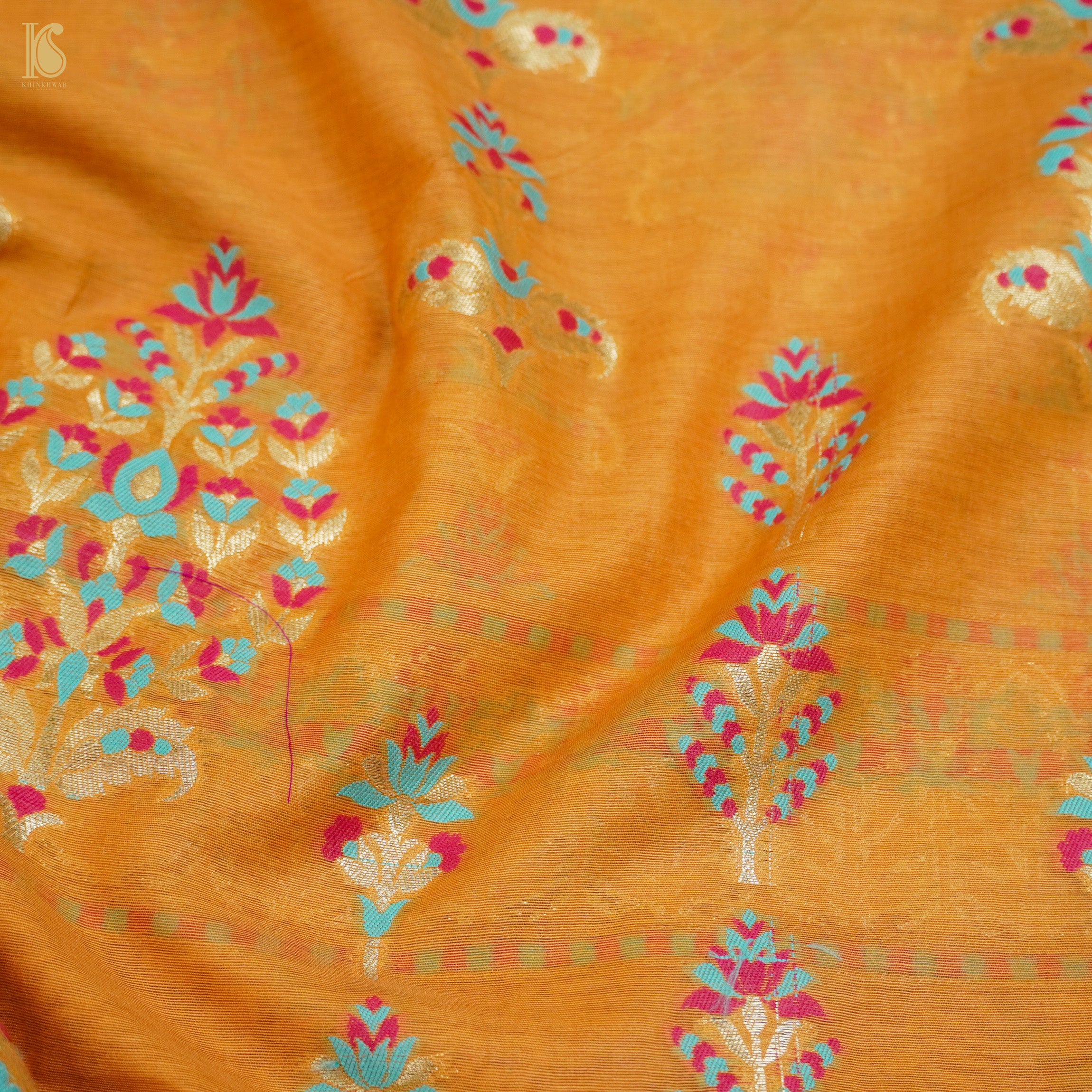 Orange Pure Cotton Silk Banarasi Suit Set - Khinkhwab
