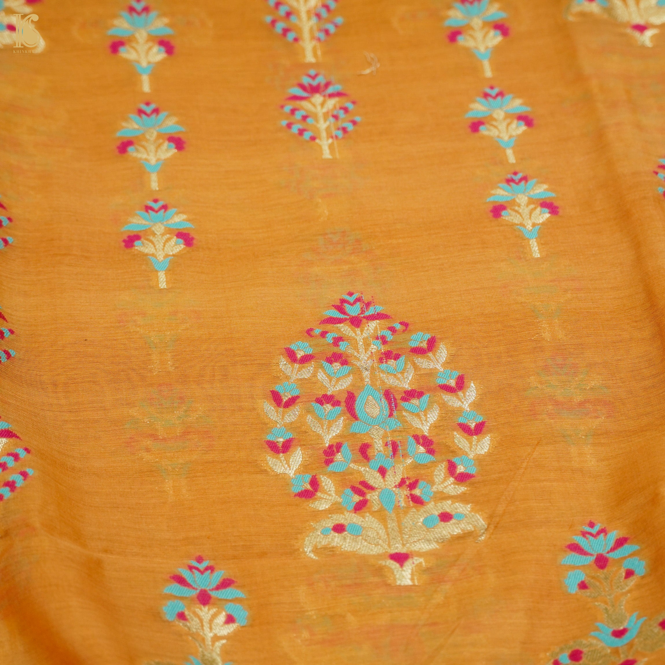 Orange Pure Cotton Silk Banarasi Suit Set - Khinkhwab