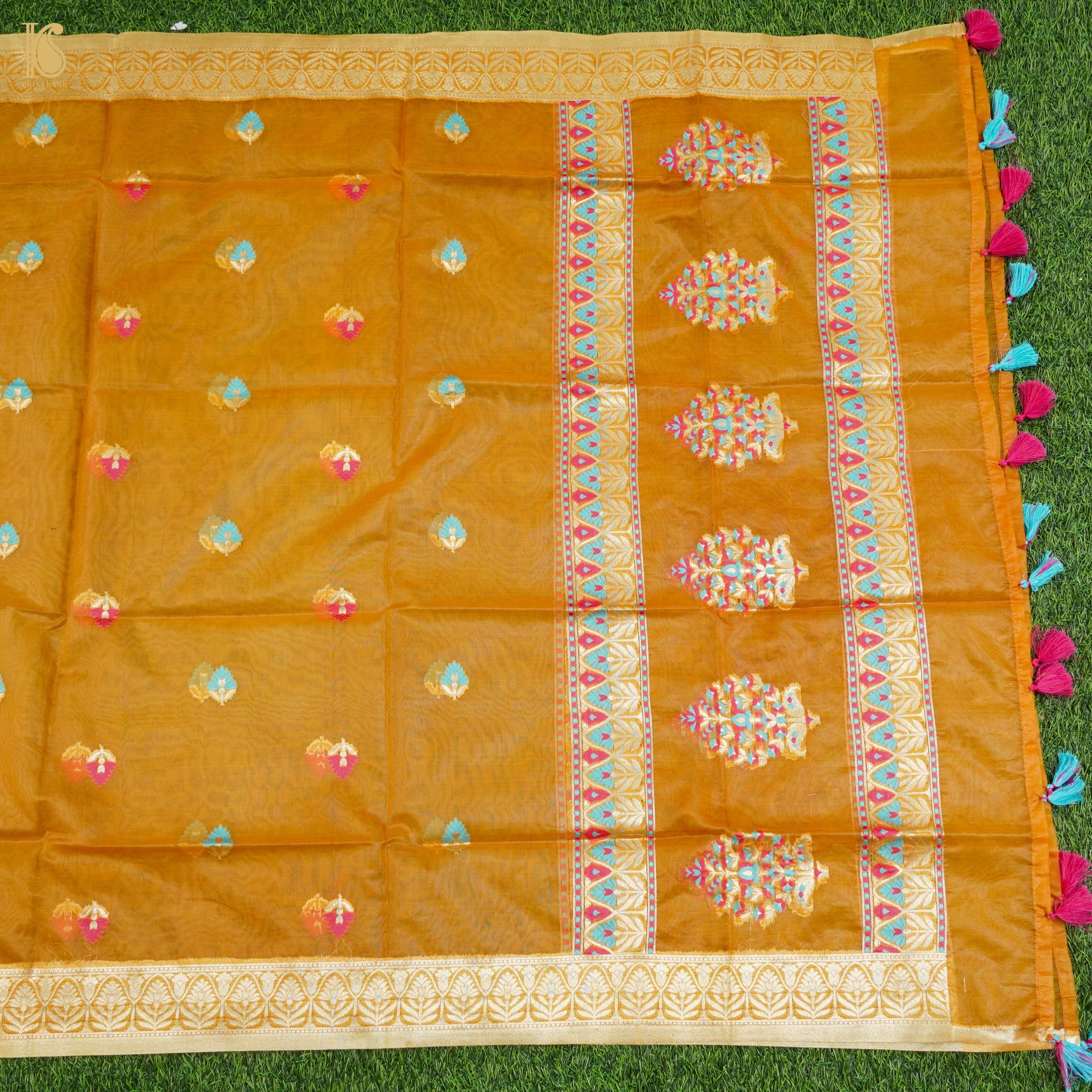 Orange Pure Cotton Silk Banarasi Suit Set - Khinkhwab