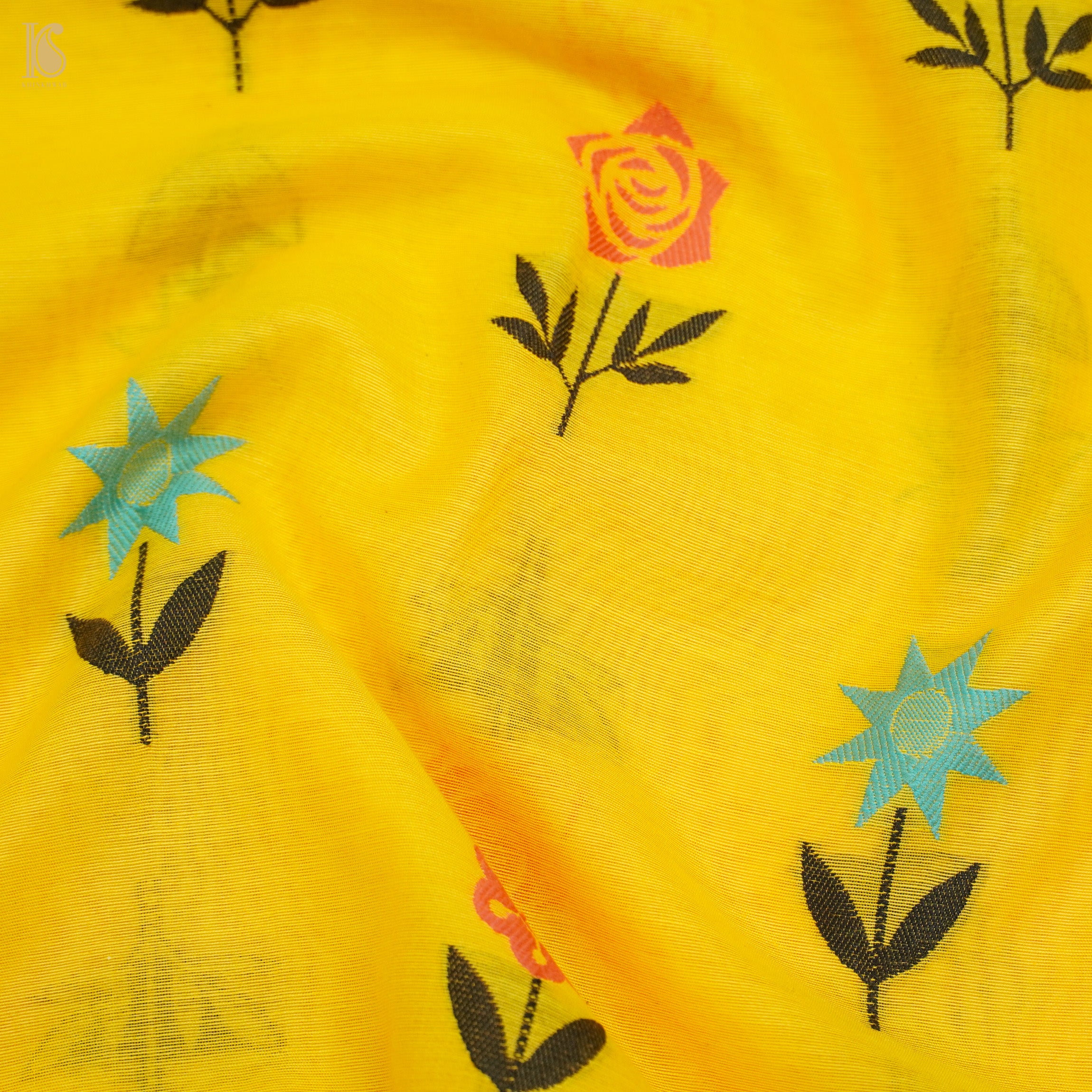 Yellow Pure Cotton Silk Banarasi Suit Set - Khinkhwab