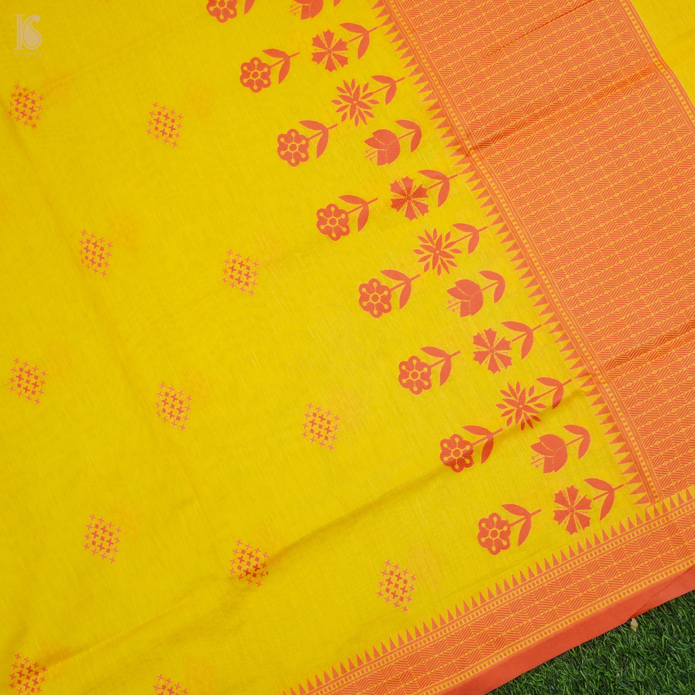 Yellow Pure Cotton Silk Banarasi Suit Set - Khinkhwab