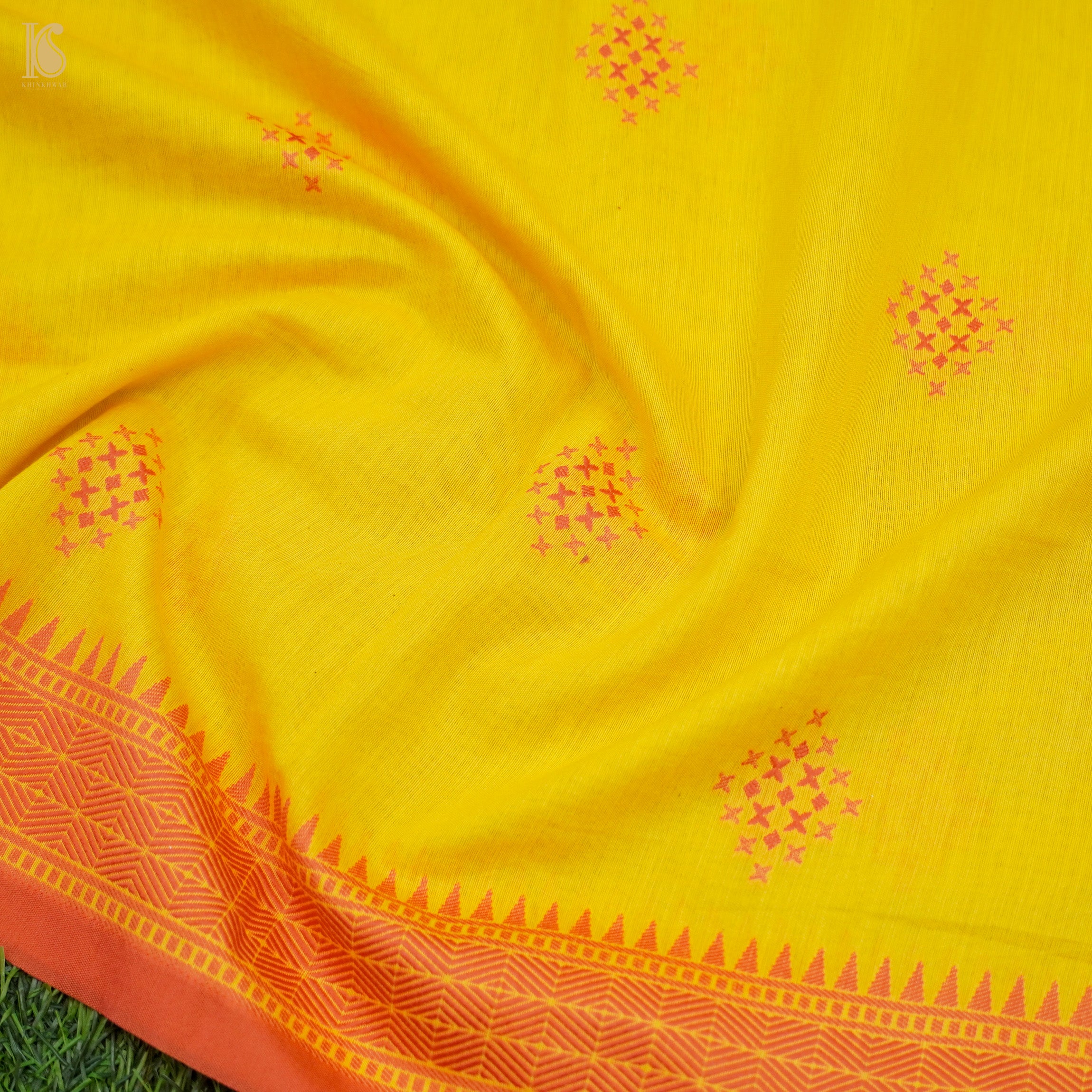 Yellow Pure Cotton Silk Banarasi Suit Set - Khinkhwab