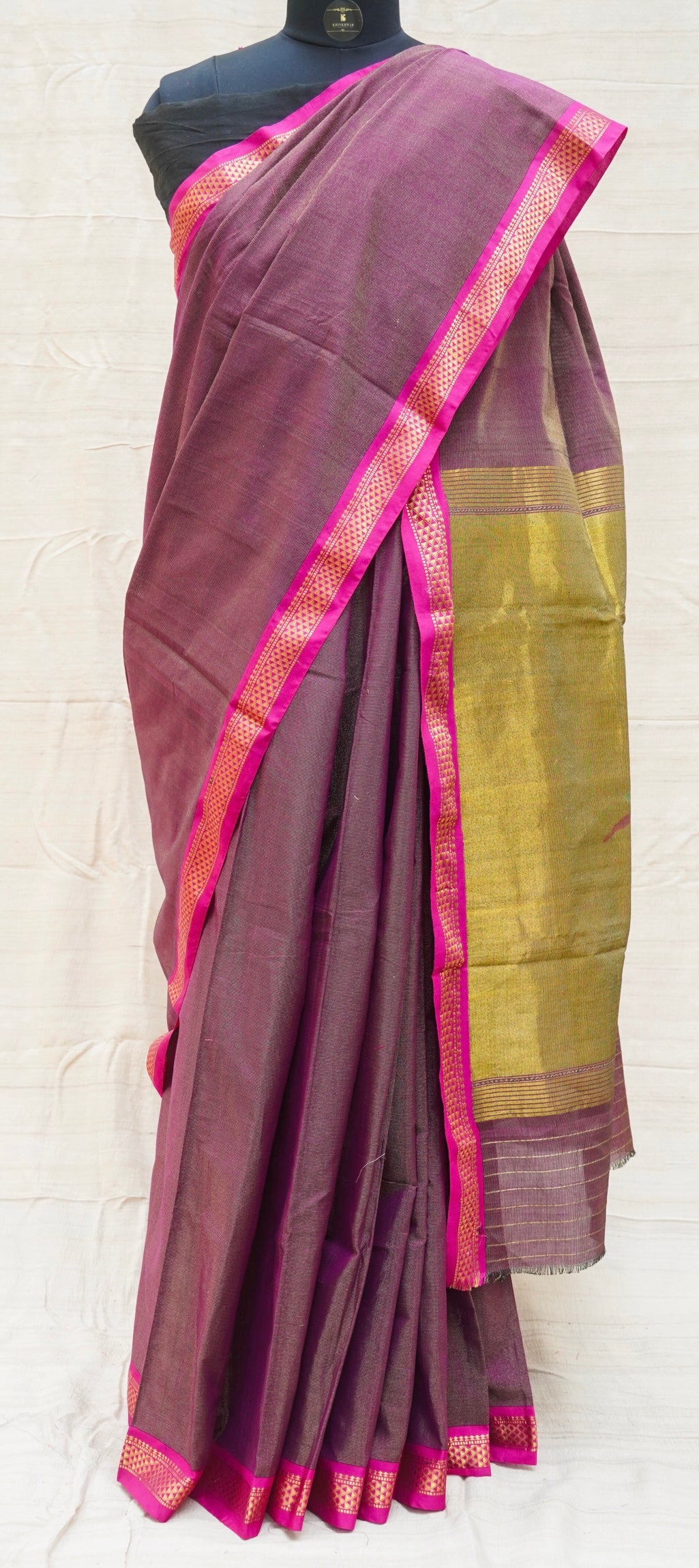 Flirt Purple Pure Cotton Tissue Handwoven Paithani Tree Saree - Khinkhwab