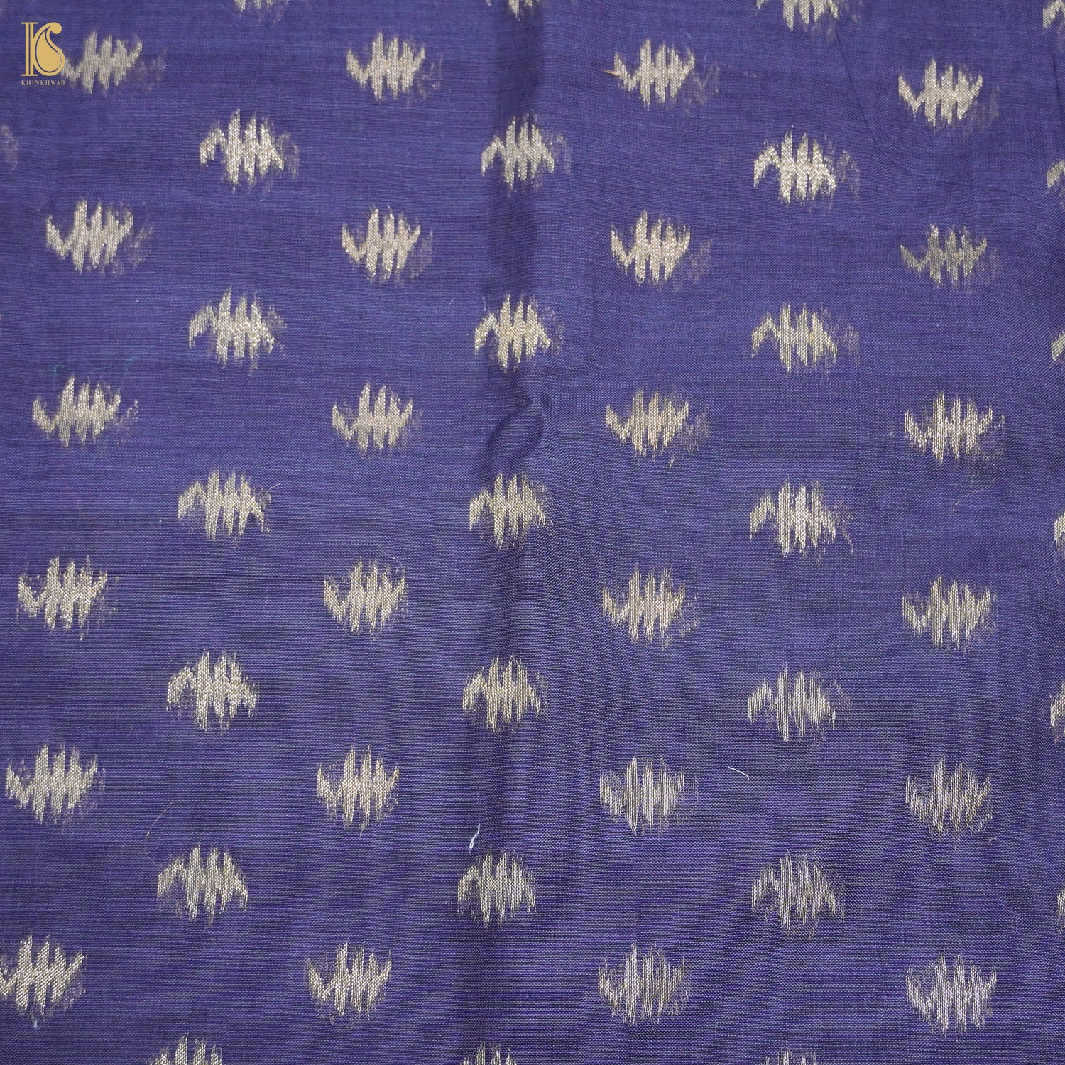 Blue Handloom Pure Cotton Banarasi Jamdani Ektara Suit Fabric Set - Khinkhwab