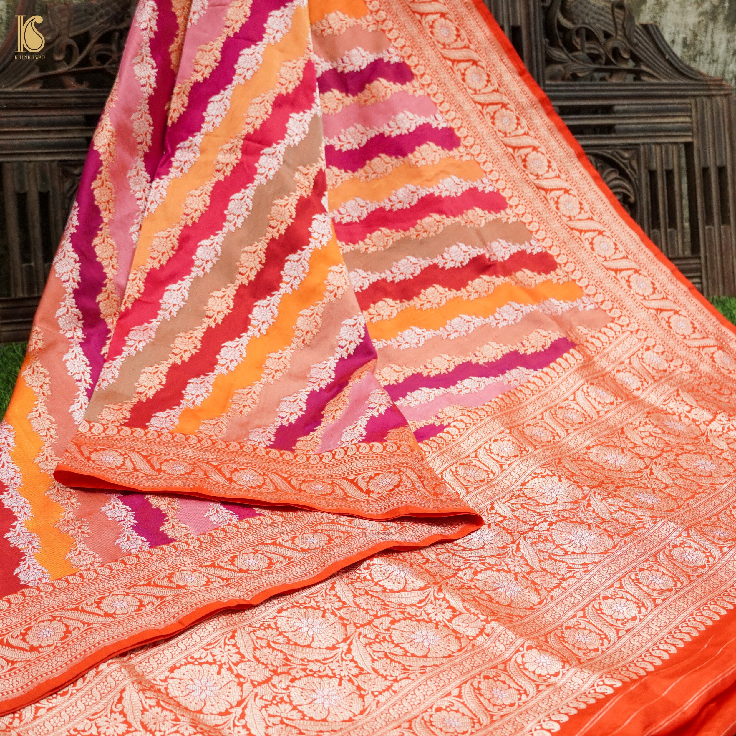 Pure Katan Silk Handloom Banarasi Kadwa Rangkat Dupatta - Khinkhwab
