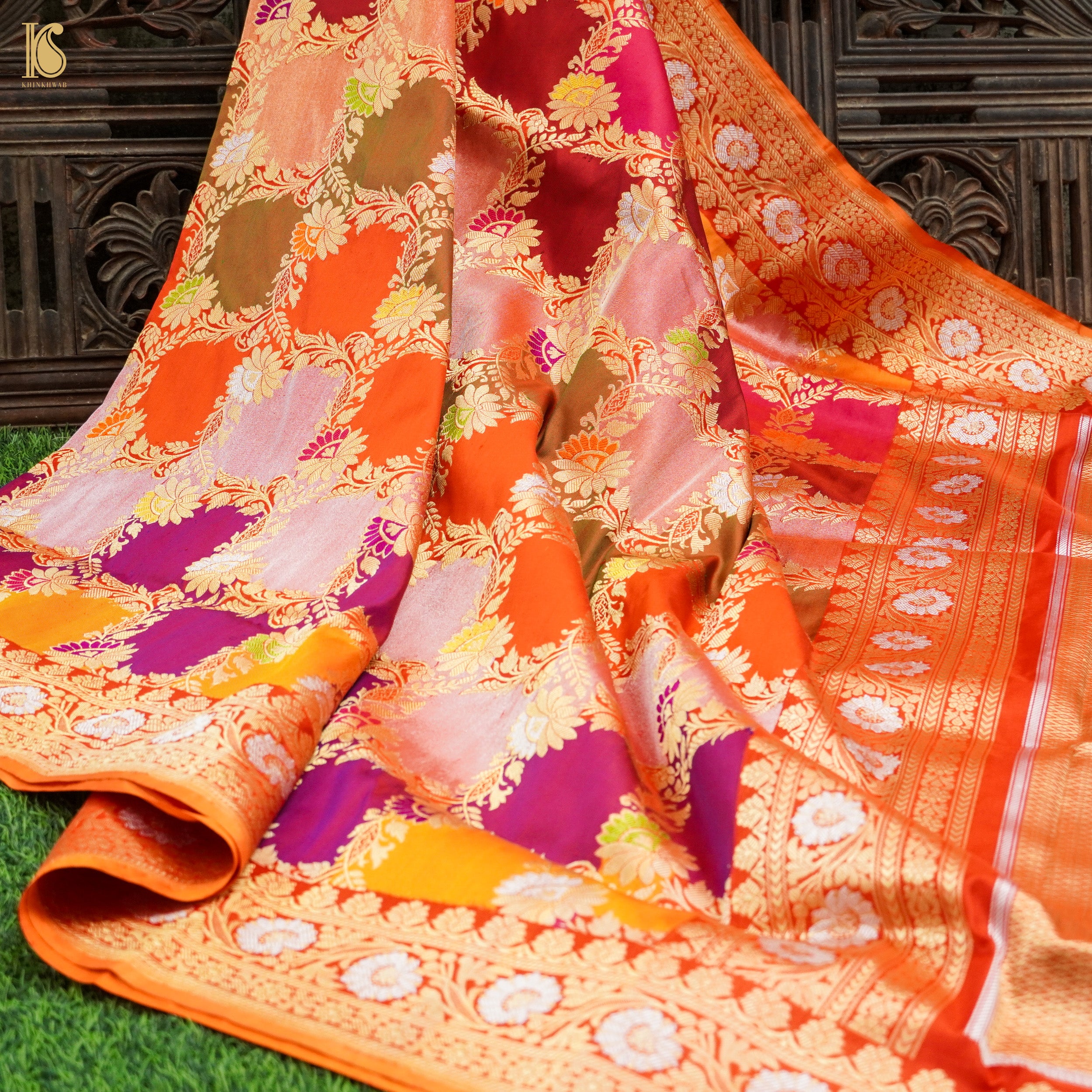 Pure Katan Silk Handloom Banarasi Kadwa Rangkat Dupatta - Khinkhwab