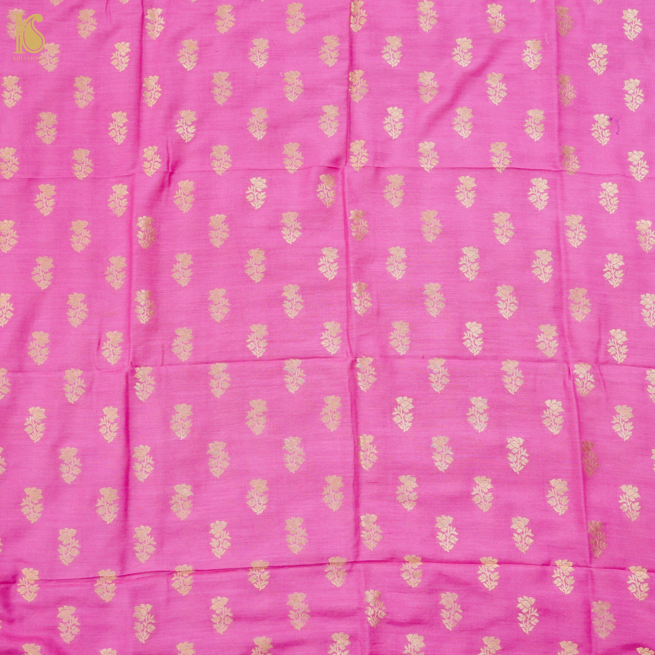 Persian Pink Pure Moonga Silk Handloom Banarasi Suit Fabric - Khinkhwab