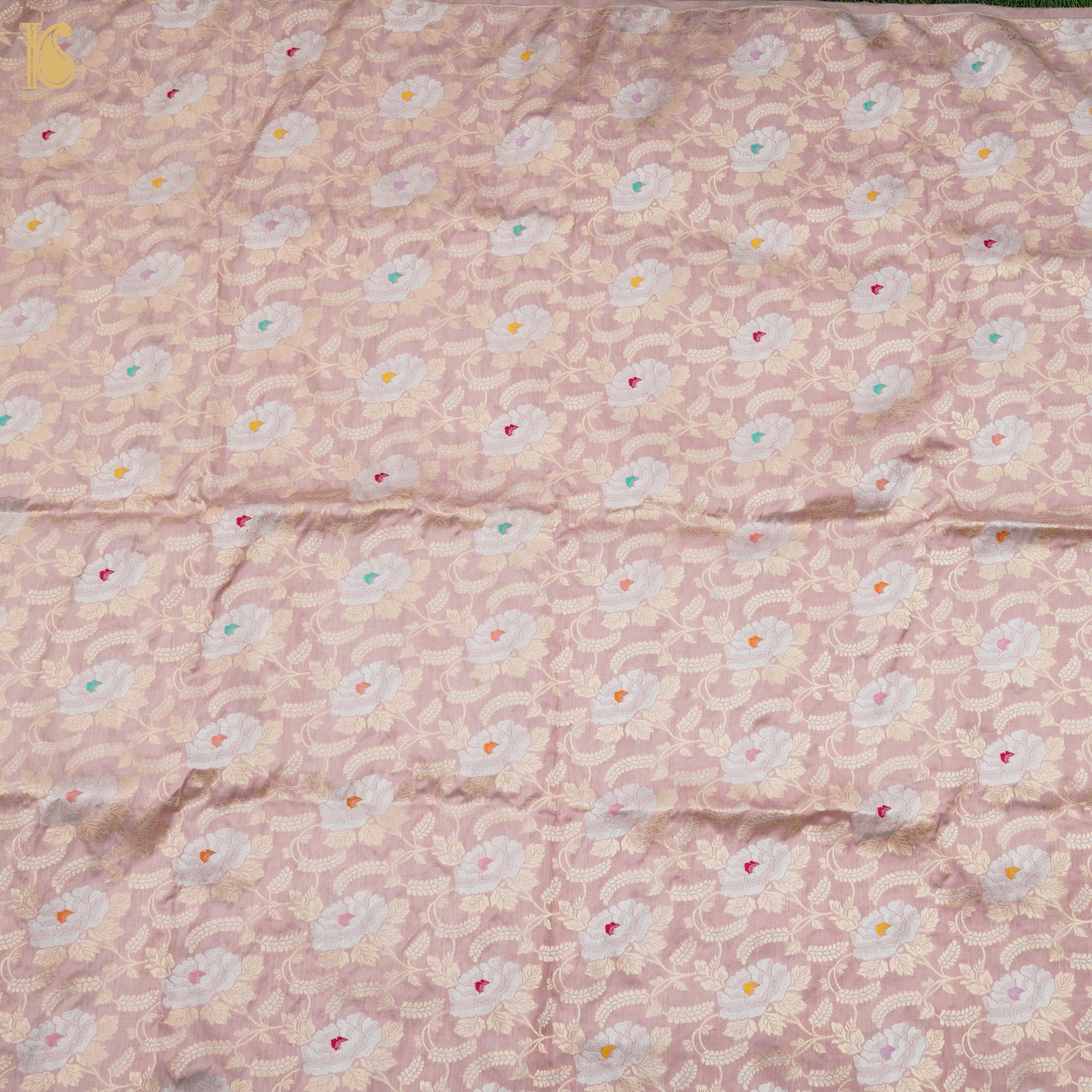 Pink Flare Pure Katan Silk Banarasi Meenakari Jaal Fabric - Khinkhwab