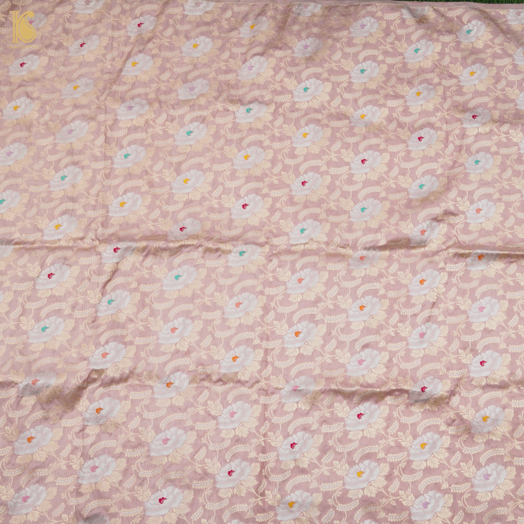 Pink Flare Pure Katan Silk Banarasi Meenakari Jaal Fabric - Khinkhwab